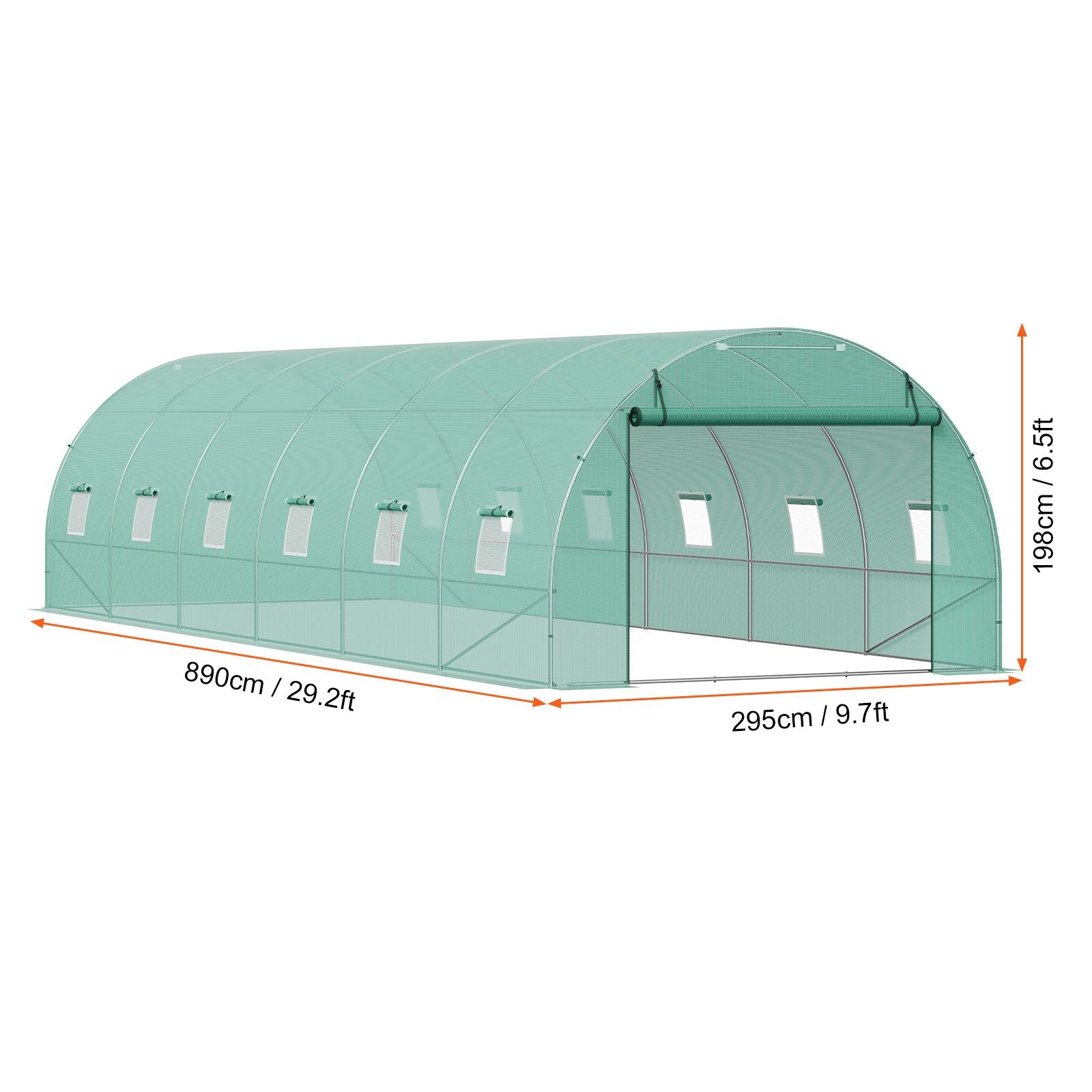 Walk-in Tunnel Greenhouse 29.2x9.7x6.5ft Galvanized Frame PE Cover Green
