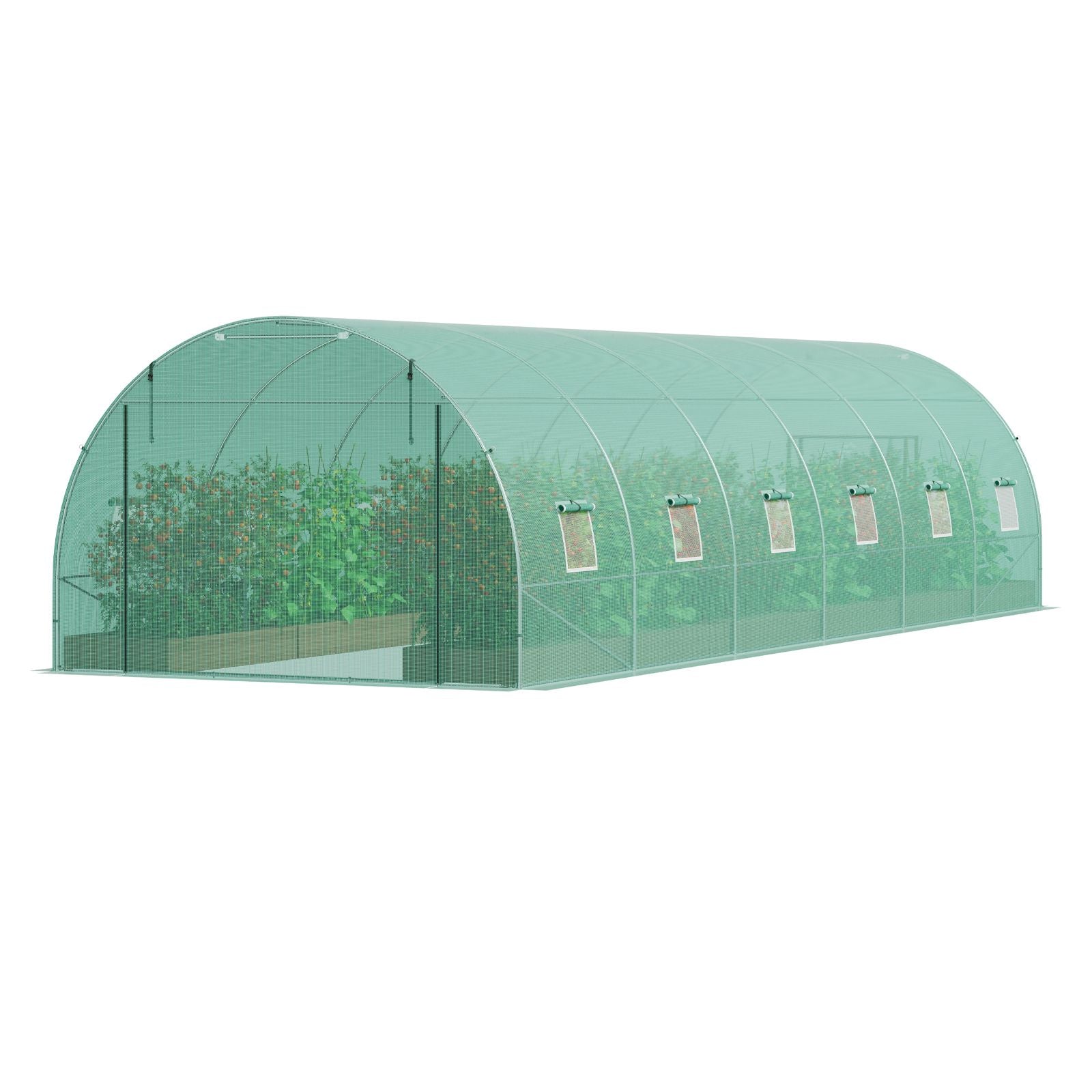 Walk-in Tunnel Greenhouse 29.2x9.7x6.5ft Galvanized Frame PE Cover Green