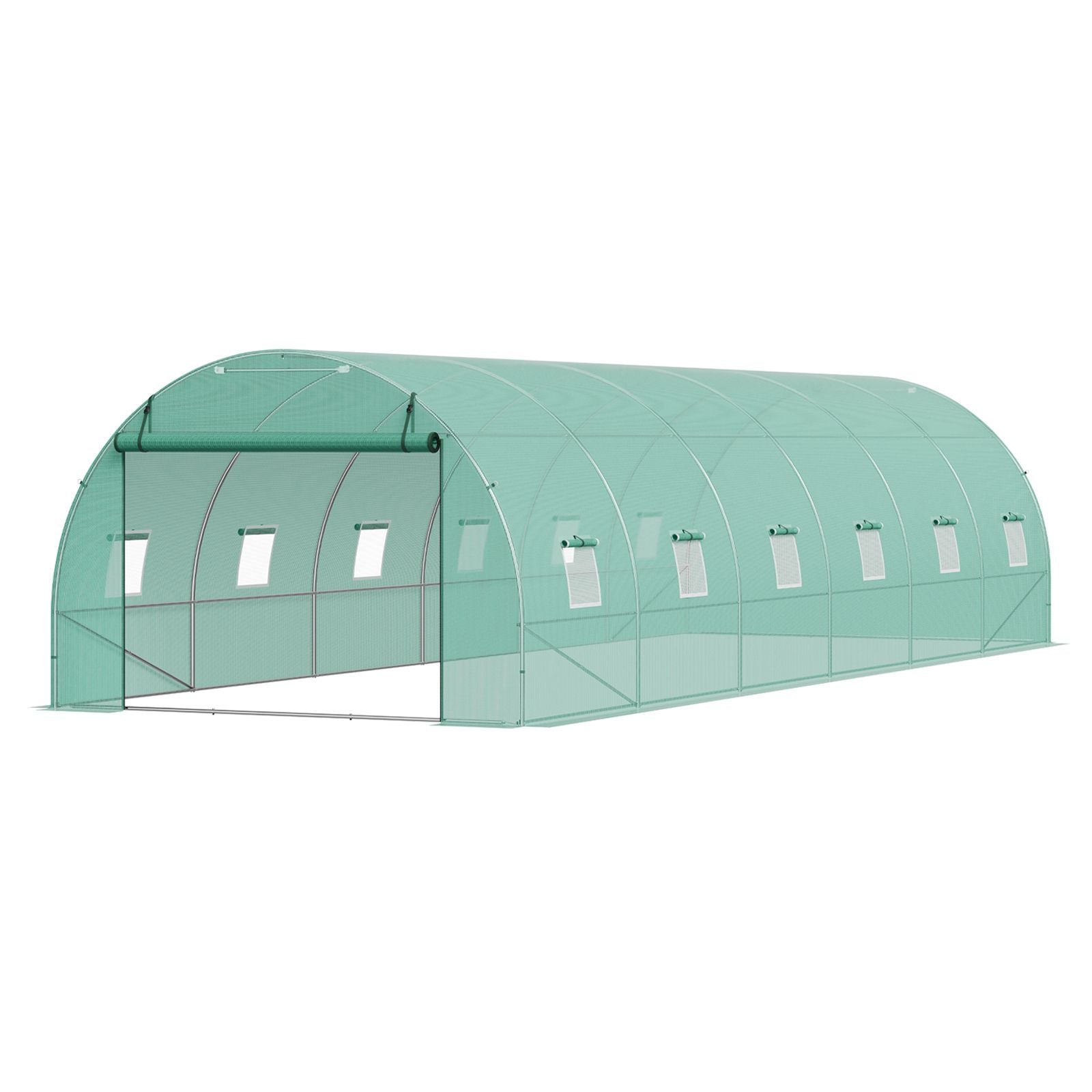 Walk-in Tunnel Greenhouse 29.2x9.7x6.5ft Galvanized Frame PE Cover Green