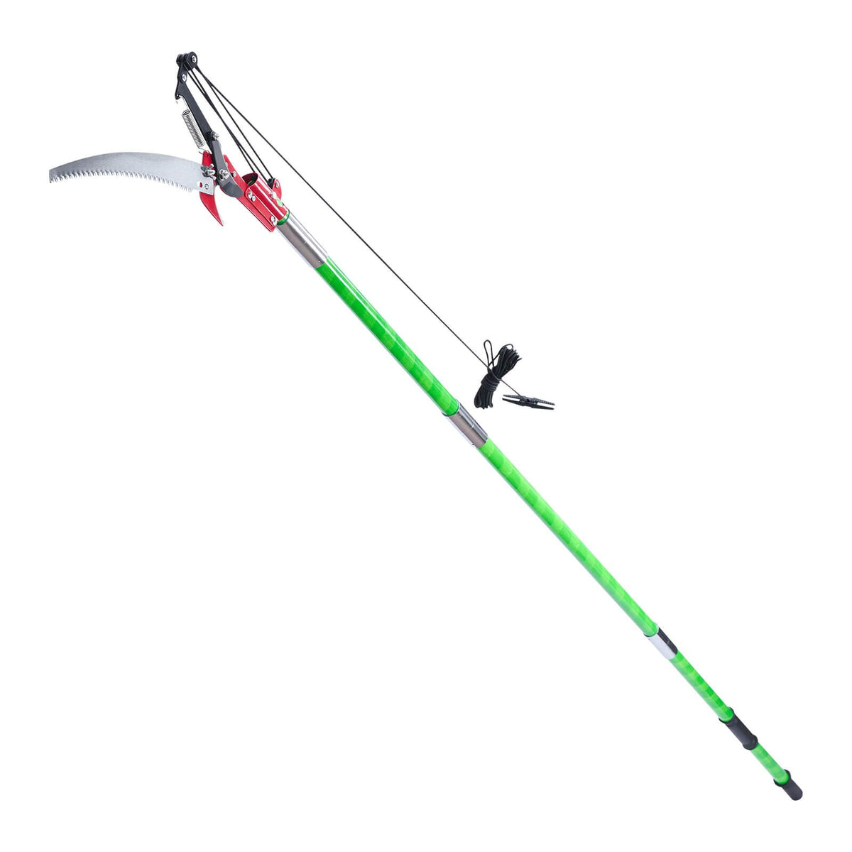 27ft Extendable Manual Pole Saw Tree Pruner 65Mn Steel Blade Fiberglass