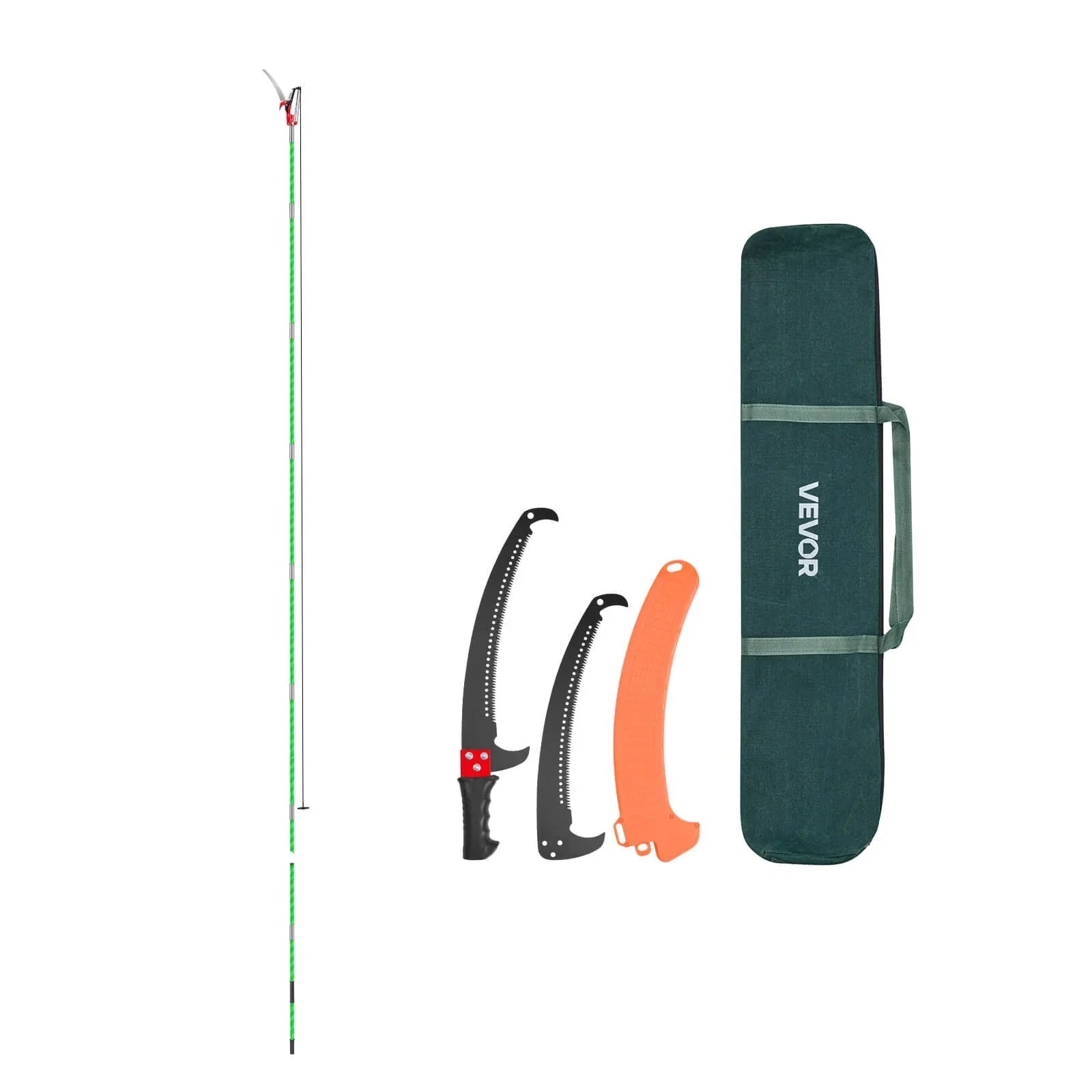 Manual Pole Saw, 118-809.3 cm Extendable Pole Tree Pruner with Scissors, Sharp 65Mn Steel Blade, Lightweight Fiberglass Handle Pole, for High Branch Trimming, Pruning Tool for Palms and Shrubs