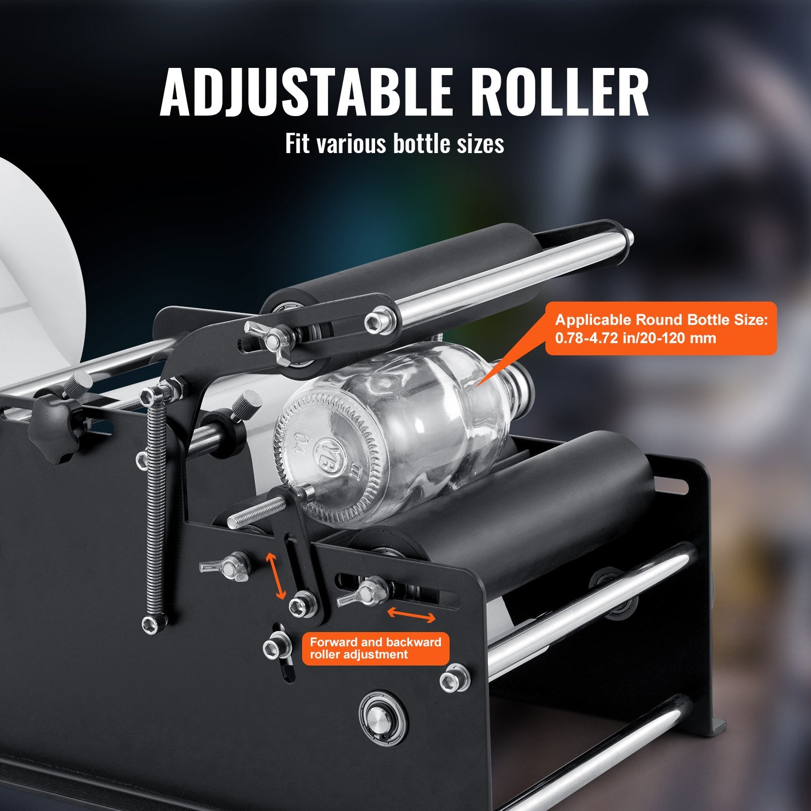 Manual Round Labeling Machine, 15-20pcs/min, Bottle Label Applicator for Round Bottles, Adjustable Manual Round Bottle Labeler Suitable for Round Bottle Diameter 20-120 mm (with Pressing Bar)