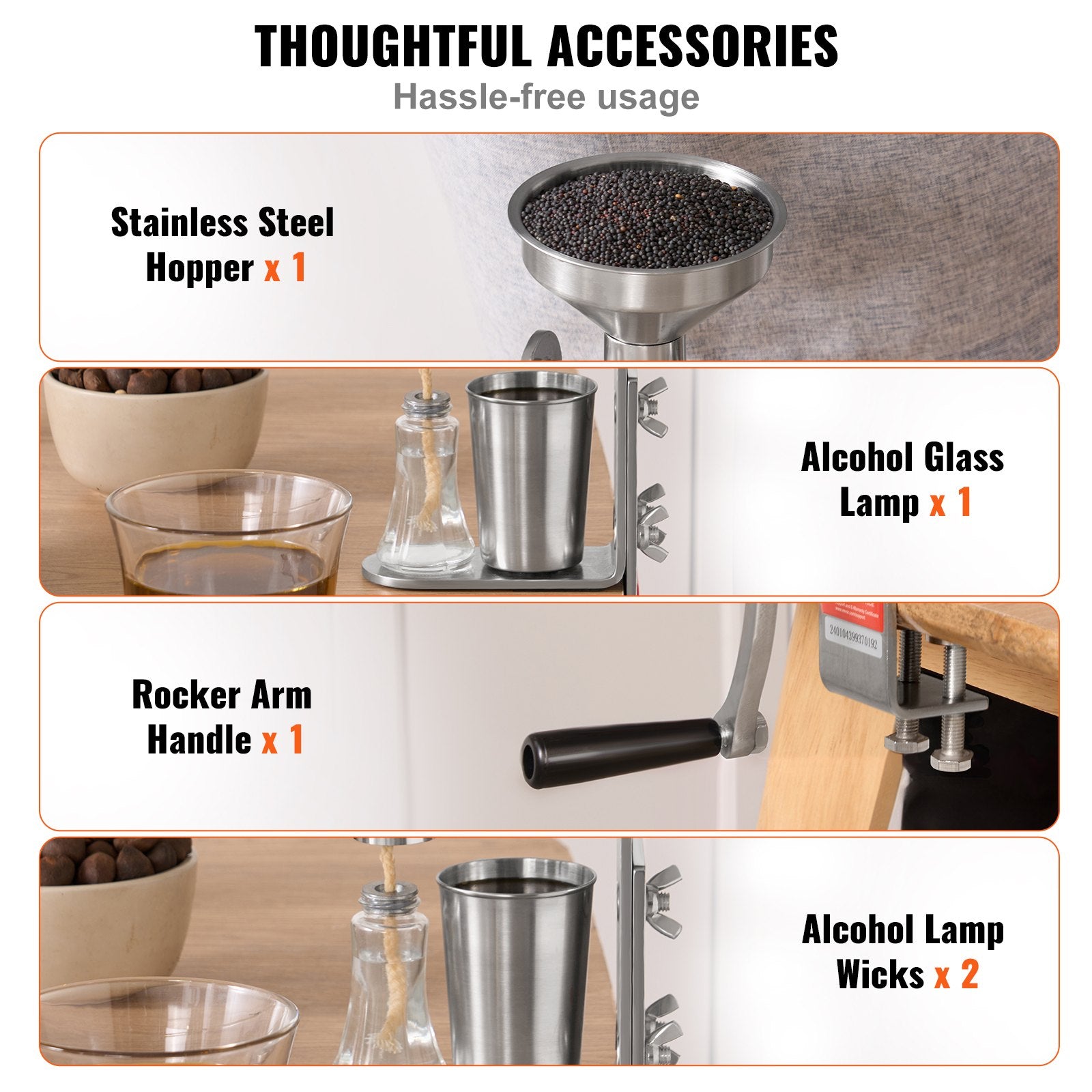 Manual Oil Press Machine, Stainless Steel Oil Extractor Machine, Detachable Oil Presser for Effortless Cleaning, Household Oil Expeller for Pressing Peanuts, Sesame Seeds, Rapeseed, Tea Seeds