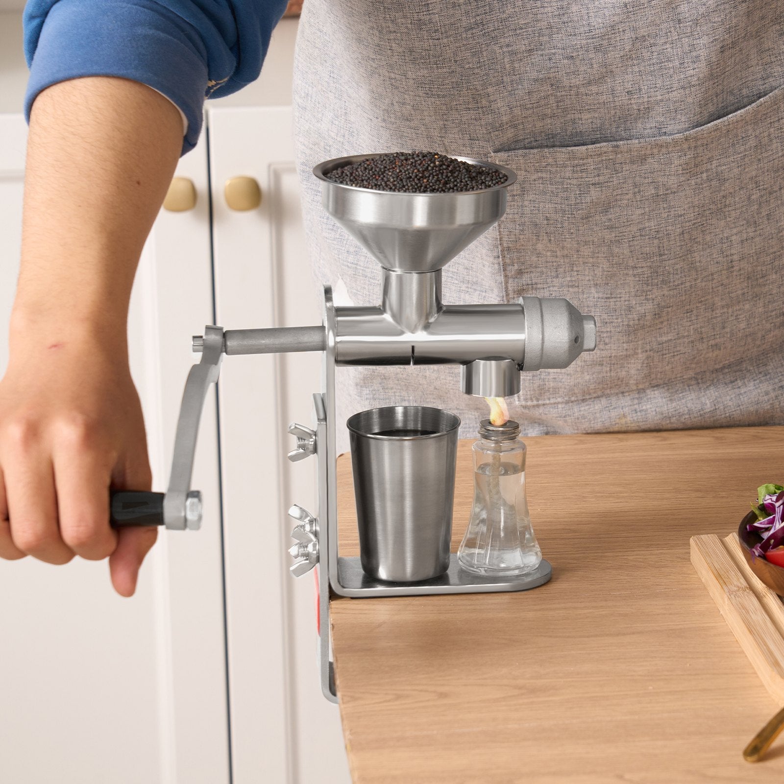 Manual Oil Press Machine, Stainless Steel Oil Extractor Machine, Detachable Oil Presser for Effortless Cleaning, Household Oil Expeller for Pressing Peanuts, Sesame Seeds, Rapeseed, Tea Seeds