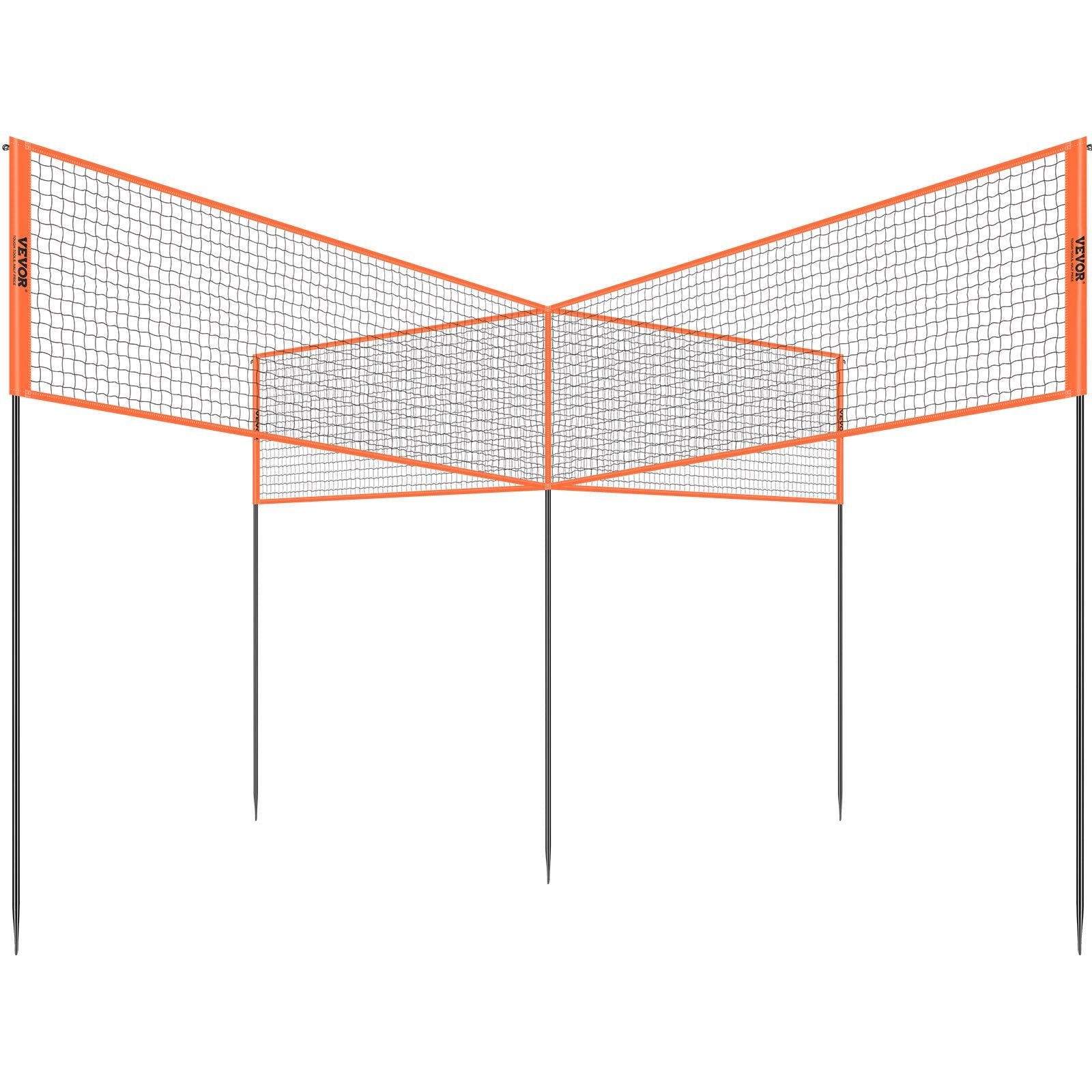4-Way Volleyball Net, Adjustable Height Badminton Net Set for Backyard Beach Lawn, Outdoor Portable Volleyball Net with Carrying Bag, 4 Square Quick Assemble Game Set For Kids And Adults
