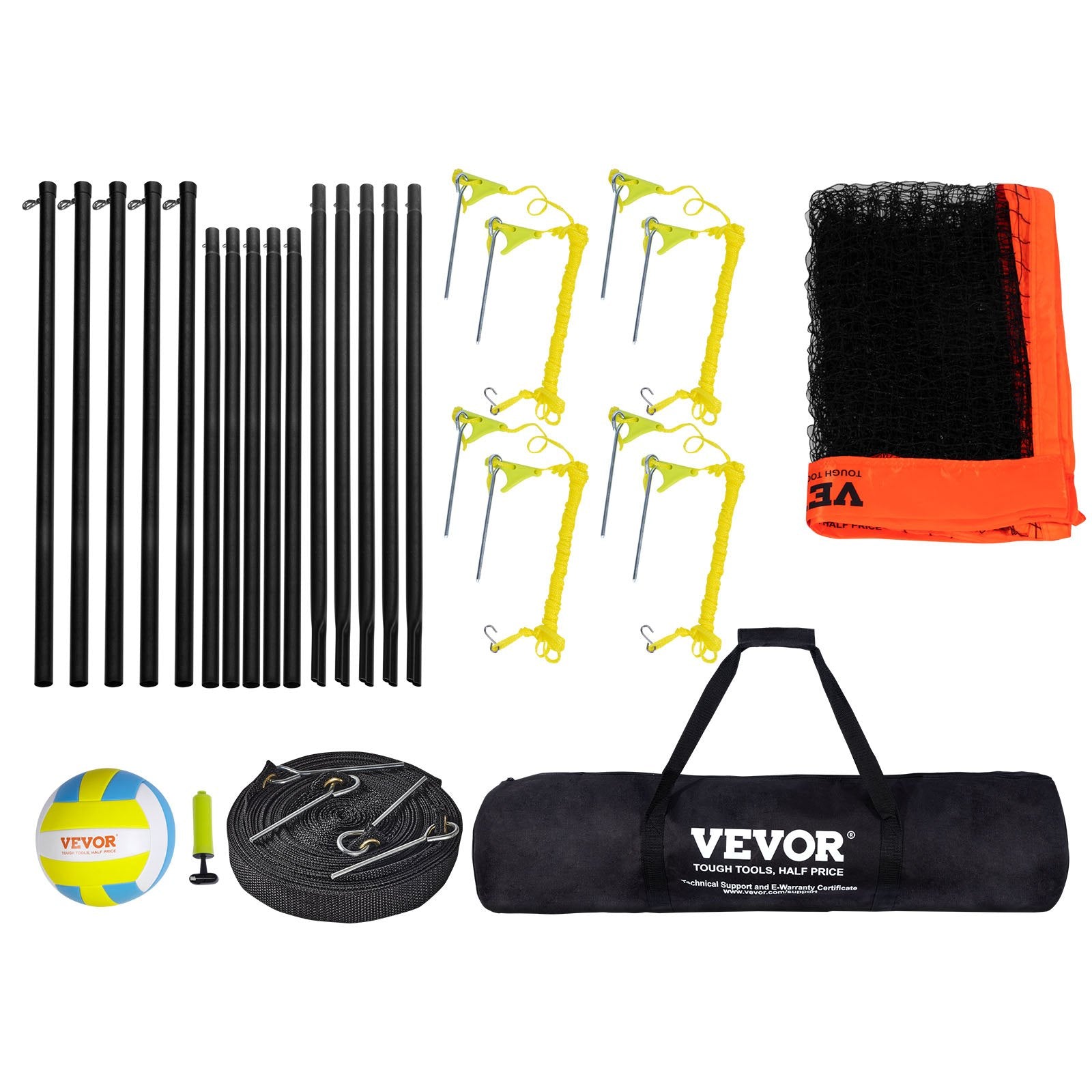 4-Way Volleyball Net, Adjustable Height Badminton Net Set for Backyard Beach Lawn, Outdoor Portable Volleyball Net with Carrying Bag, 4 Square Quick Assemble Game Set For Kids And Adults