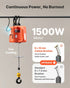3-in-1 Electric Hoist Winch, 500 kg Capacity, 1500W Portable Electric Power Winch, 7.6 m Lifting Height, 5 m/min with Manual, Wired & Wireless Remote Control for Factory, Warehouss, Garage