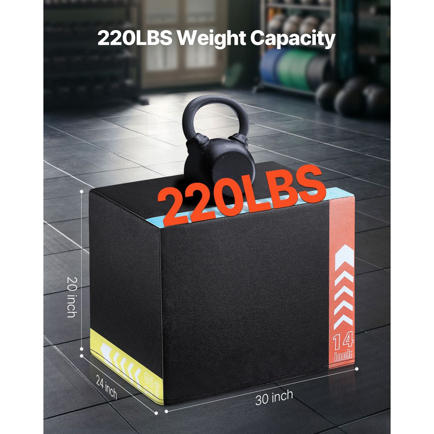 3 in 1 Plyometric Jump Box, 16/14/12 Inch Cotton Plyo Box, Platform & Jumping Agility Box, Anti-Slip Fitness Exercise Step Up Box for Home Gym Training, Conditioning Strength Training, Black