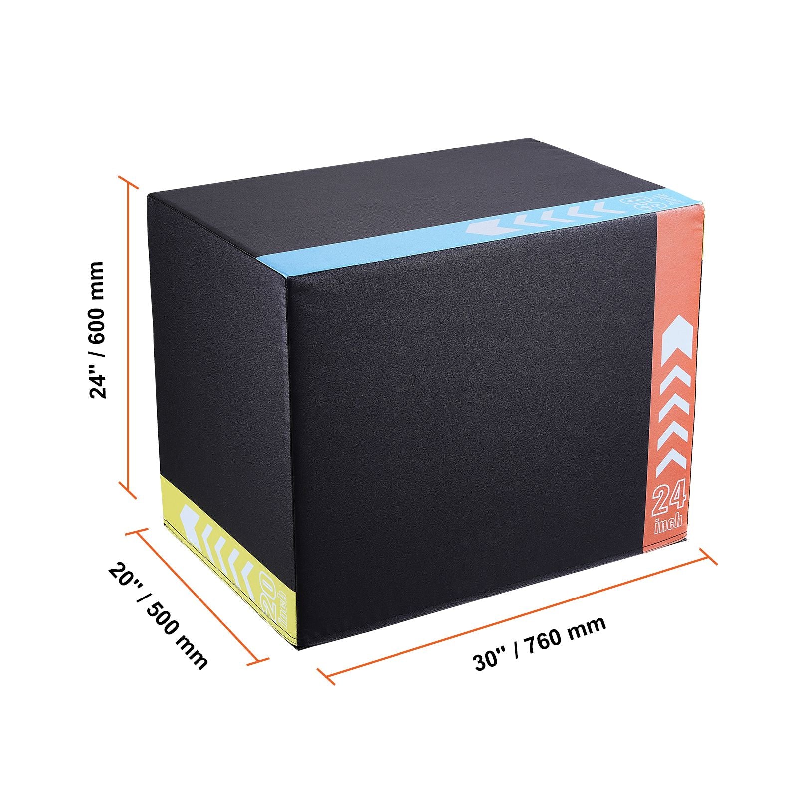 3 in 1 Foam Plyometric Jump Box 30 24 20 Inch Anti-Slip Black