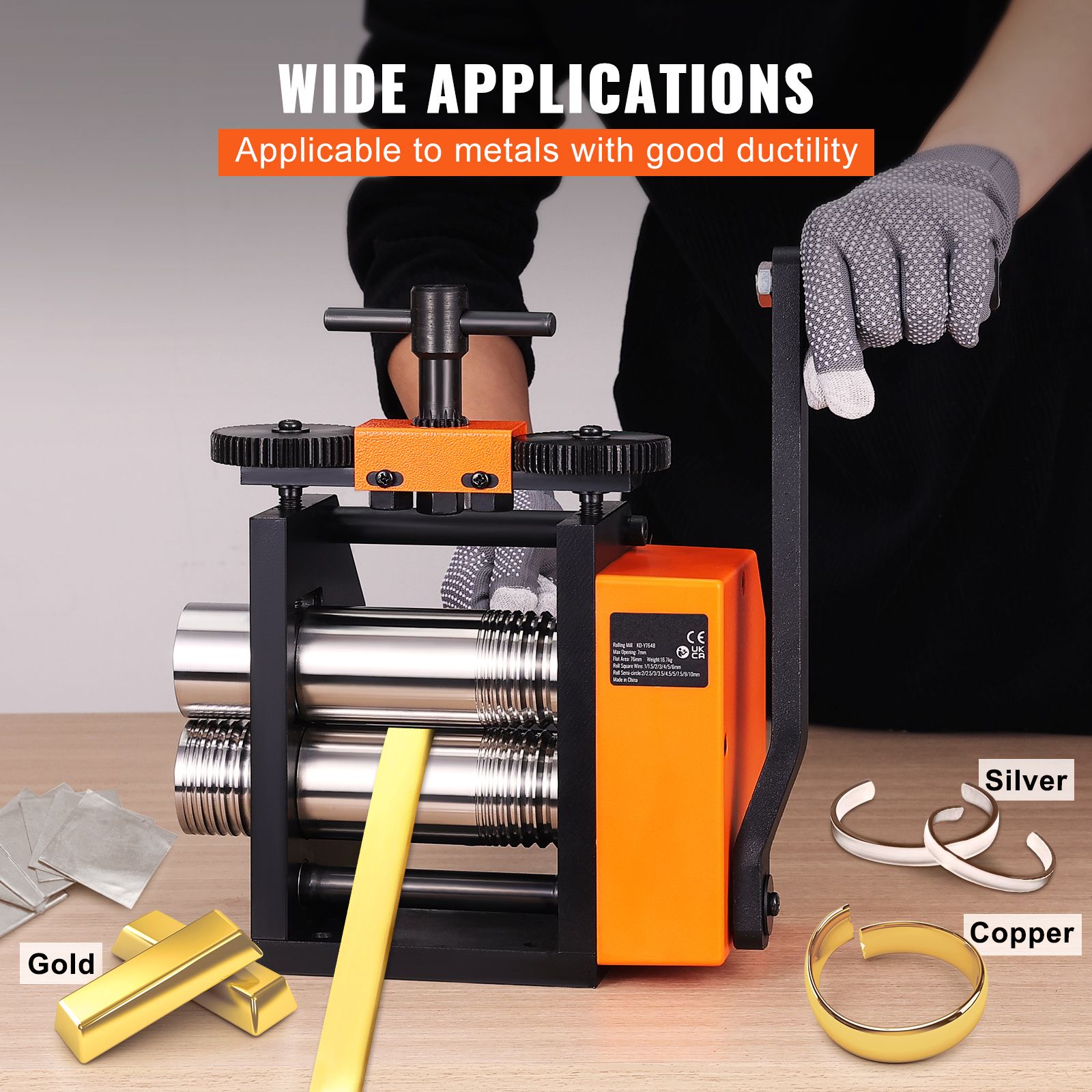 75mm Jewelry Rolling Mill Machine 3-in-1 Wire Sheet Metal Roller