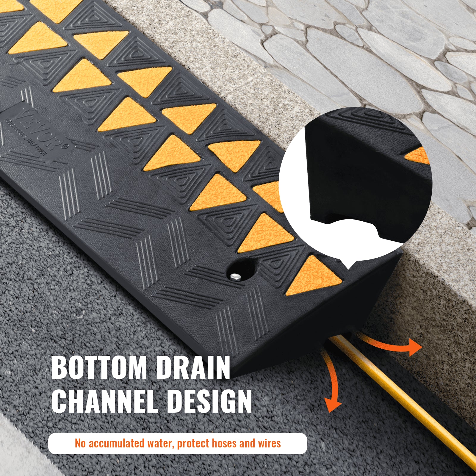 Rubber Curb Ramp 9.4 cm Rise Height Sidewalk Curb Ramp, 25 cm Width 100 cm Length Driveway Ramp for Curb, 15T Heavy Duty Rubber Ramp for Forklifts, Trucks, Buses, Cars, Wheelchairs, Bikes