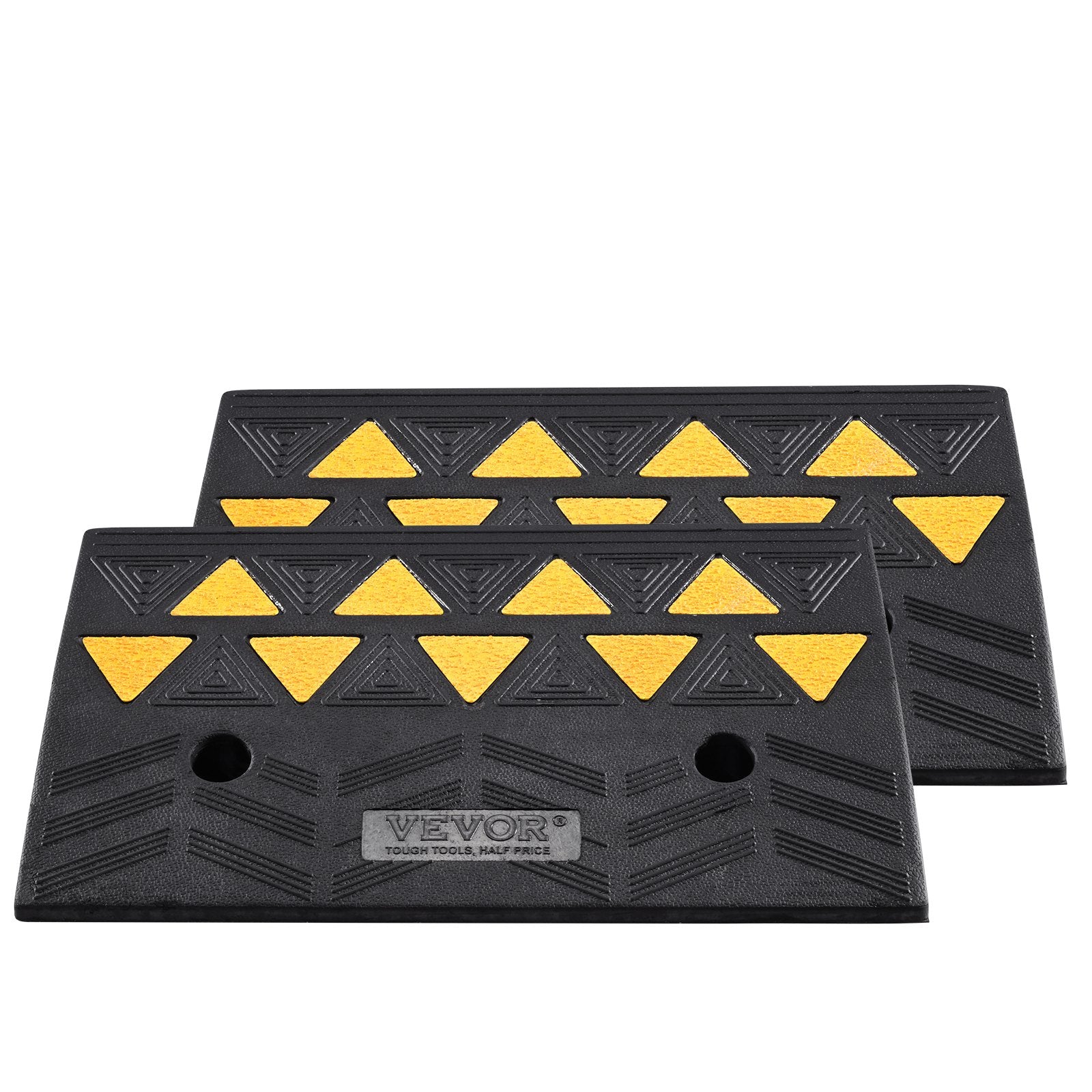 Rubber Curb Ramp 2 Pack, 12.7 cm Rise Height Heavy-Duty 15 tons Load Capacity Threshold Ramps, Driveway Ramps with Stable Grid Structure for Cars, Wheelchairs, Bikes, Motorcycles
