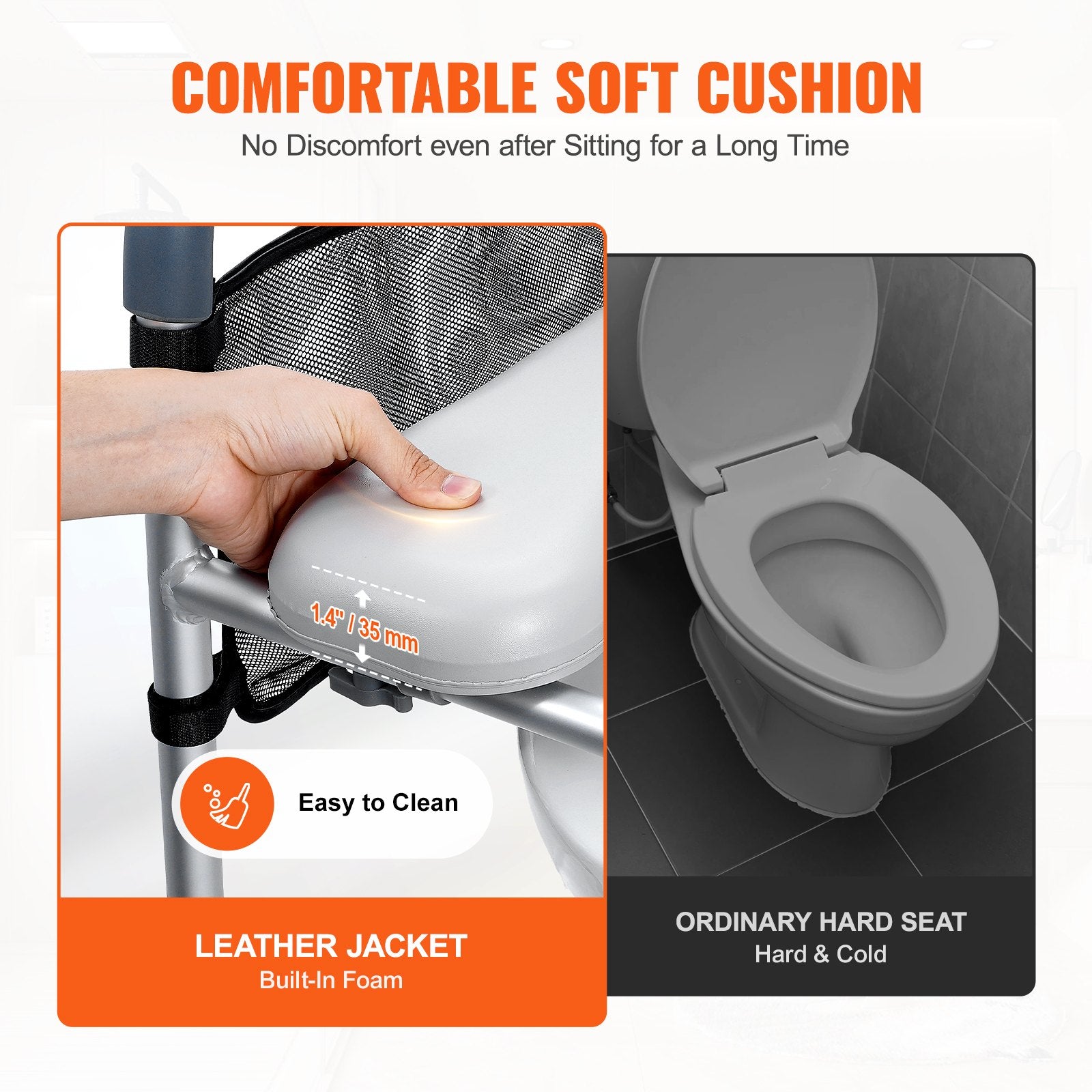 Raised Toilet Seat, 7-Position Height Adjustment 655-805 Mm, 158.7 kg Weight Capacity, with Comfort Padded Aluminum Frame, Universal Toilet Seat Riser, for Elderly, Handicap, Pregnant, Medical
