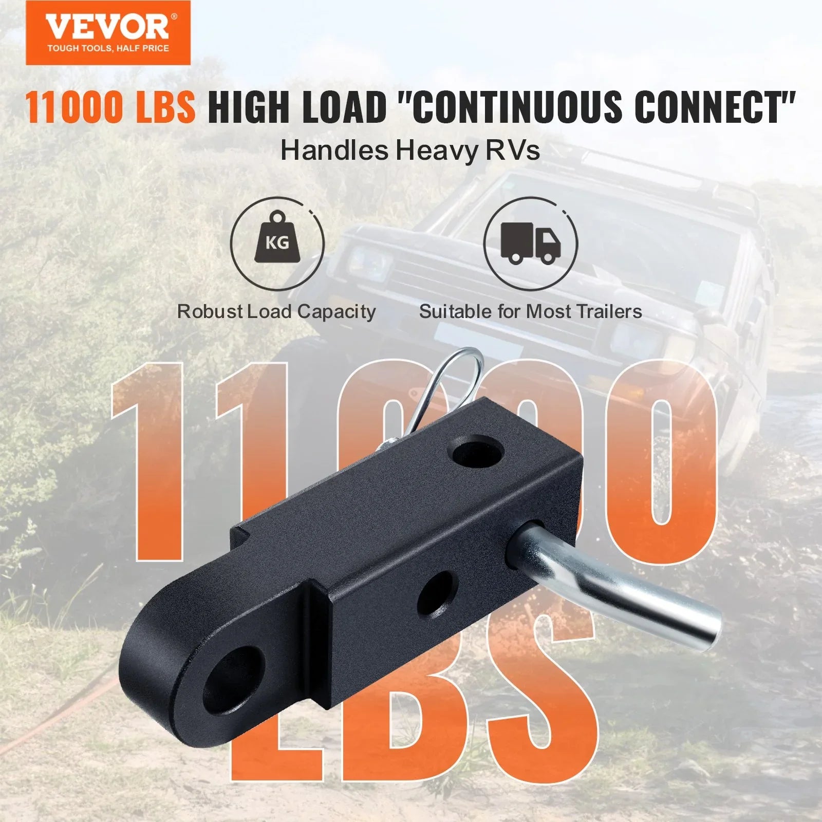 50mm Trailer Shackle Hitch Receiver Heavy Duty Tow Recovery for Truck Jeep