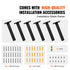 6PCS Heavy Duty Floating Shelf Brackets 16cm Black Steel Wall Mount