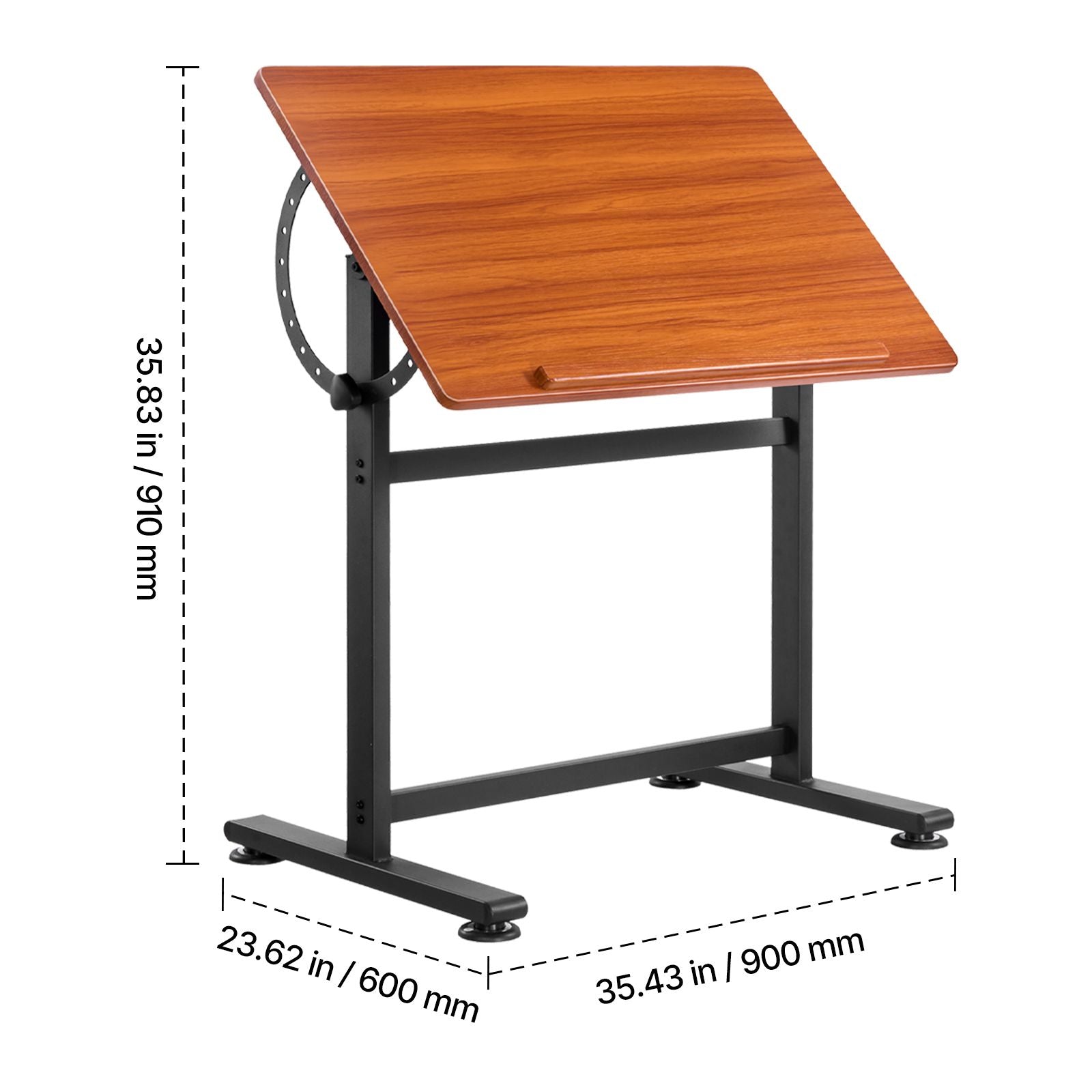 Drafting Table Adjustable 0°–90° Tilt Wooden Drawing Desk with H-Frame