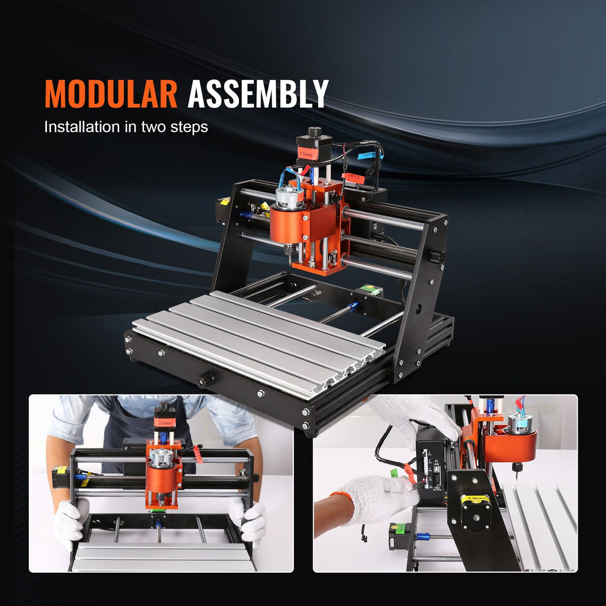 120W CNC Router Machine GRBL 3 Axis Wood Engraving Milling Kit
