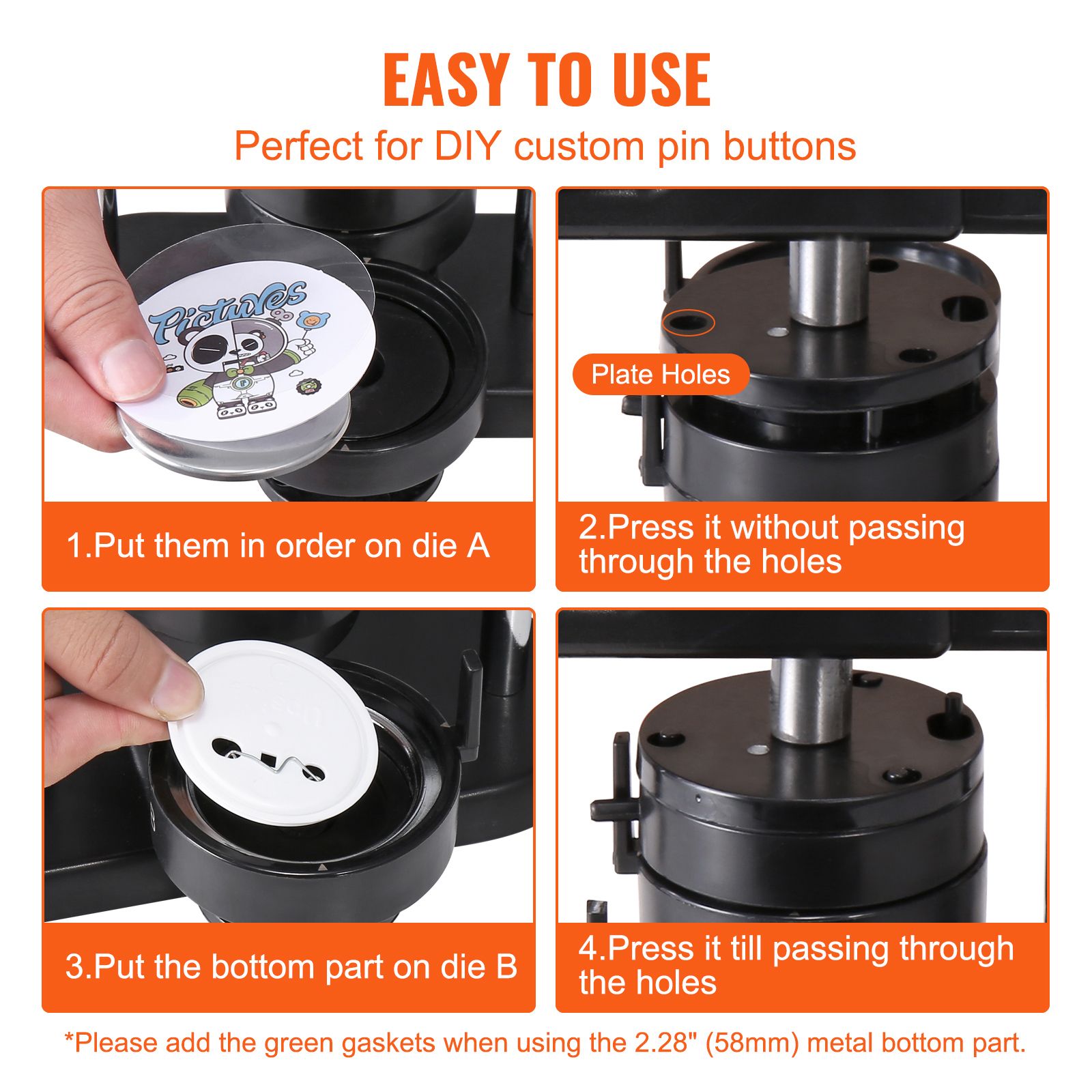 3-in-1 Button Maker Machine 25/32/58mm Badge Press Kit 300pcs Supplies