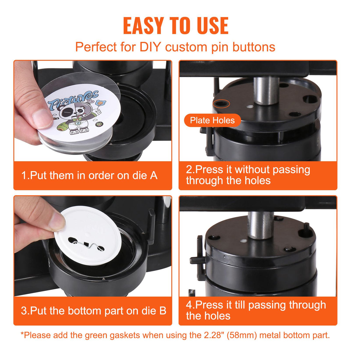 3-in-1 Button Maker Machine 25/32/58mm Badge Press Kit 300pcs Supplies