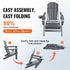 Adirondack Chair Plastic, Set of 2 All-Weather Portable Folding Fire Pit Chair, Outdoor Adirondack Patio Chair with Cup Holder, with Relaxing Arm Rest Ergonomic, for Garden, Backyard - Gray