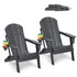 Adirondack Chair Plastic, Set of 2 All-Weather Portable Folding Fire Pit Chair, Outdoor Adirondack Patio Chair with Cup Holder, with Relaxing Arm Rest Ergonomic, for Garden, Backyard - Gray