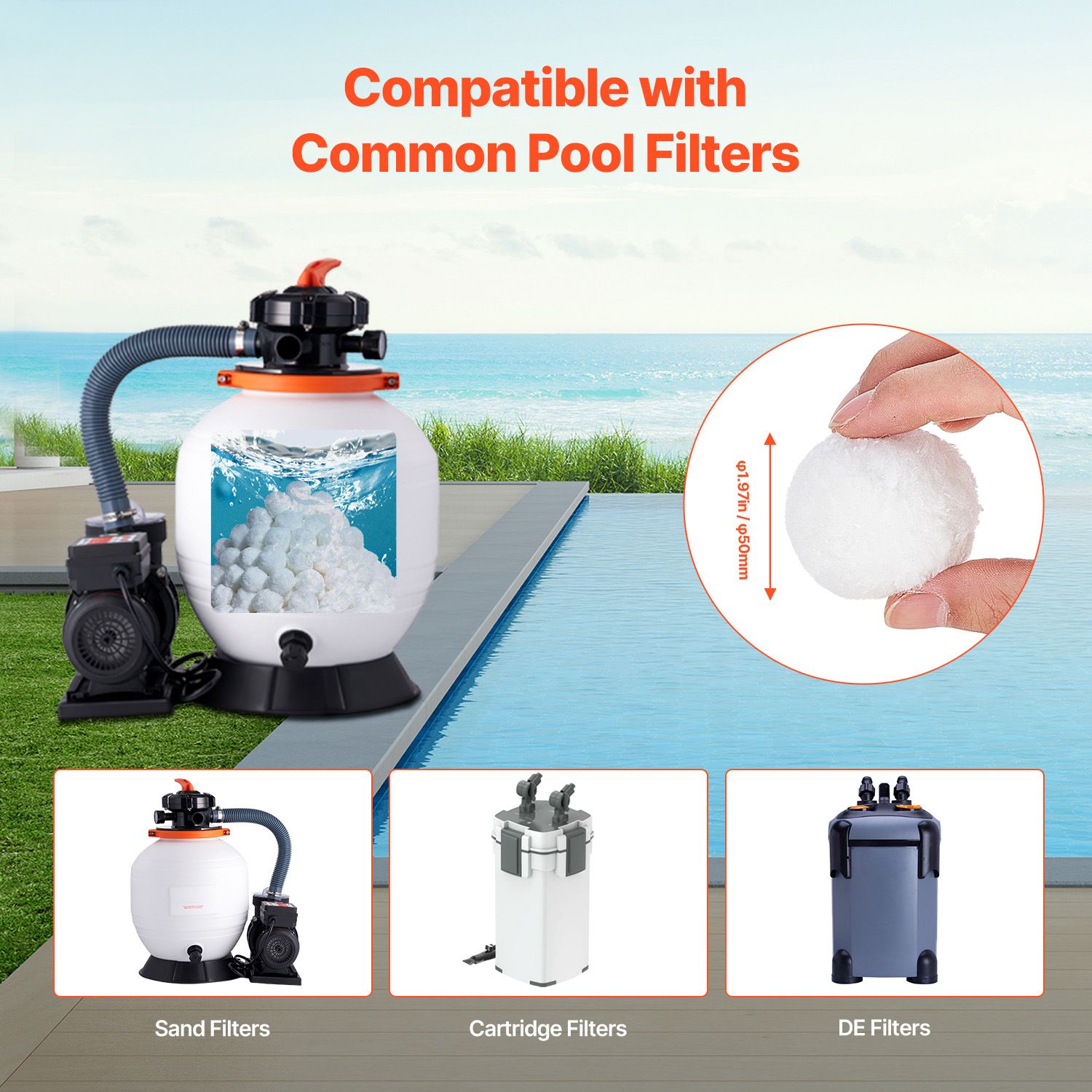Pool Filter Balls for Sand Filter Pump 0.7 kg Reusable for Swimming Pool