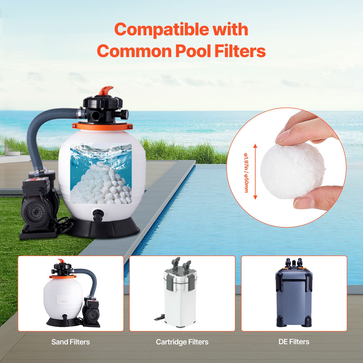Pool Filter Balls for Sand Filter Pump 1.56 kg Reusable for Swimming Pool