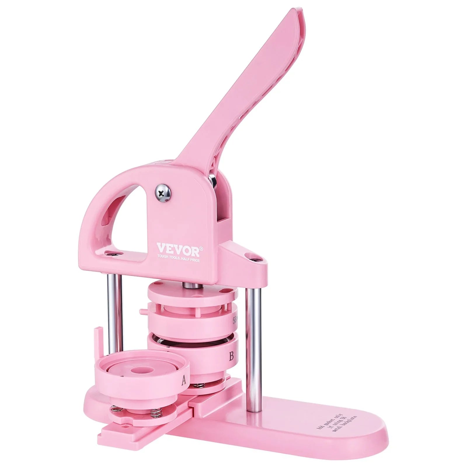 Button Maker, 1/1.25/2.28 inch(25/32/58mm) 3-IN-1 Pin Maker, 300pcs Button Parts, Button Maker Machine with Panda Magic Book, Ergonomic Arc Handle Punch Press Kit, For Children DIY Gifts, Pink
