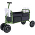Beach Fishing Cart, 136kg Load Capacity, Foldable Fish and Marine Cart with Four 280mm Big Wheels Rubber Balloon Tires, Heavy-Duty Steel Pier Wagon Trolley with 8 Rod Holders for Picnic