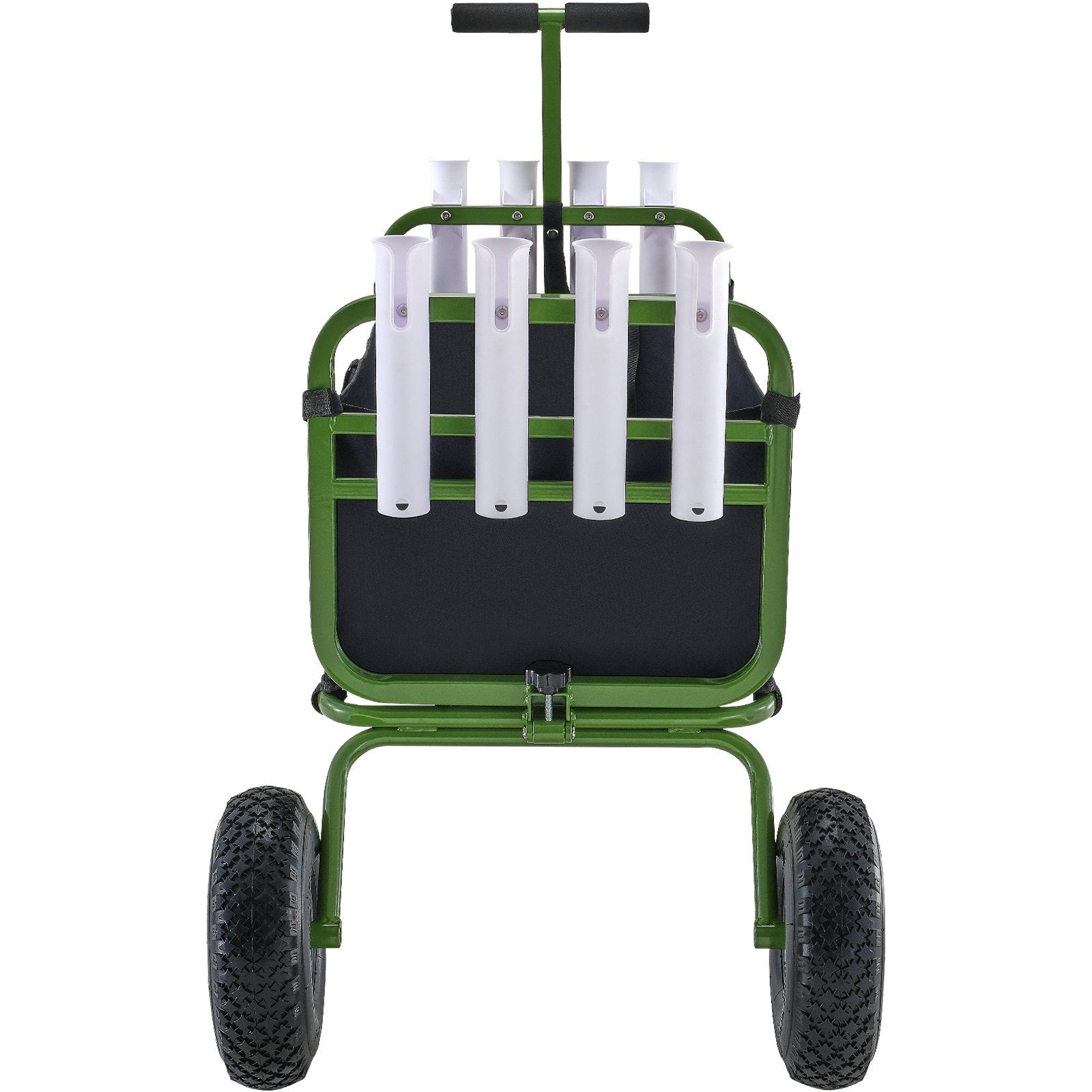 Beach Fishing Cart, 136kg Load Capacity, Foldable Fish and Marine Cart with Four 280mm Big Wheels Rubber Balloon Tires, Heavy-Duty Steel Pier Wagon Trolley with 8 Rod Holders for Picnic