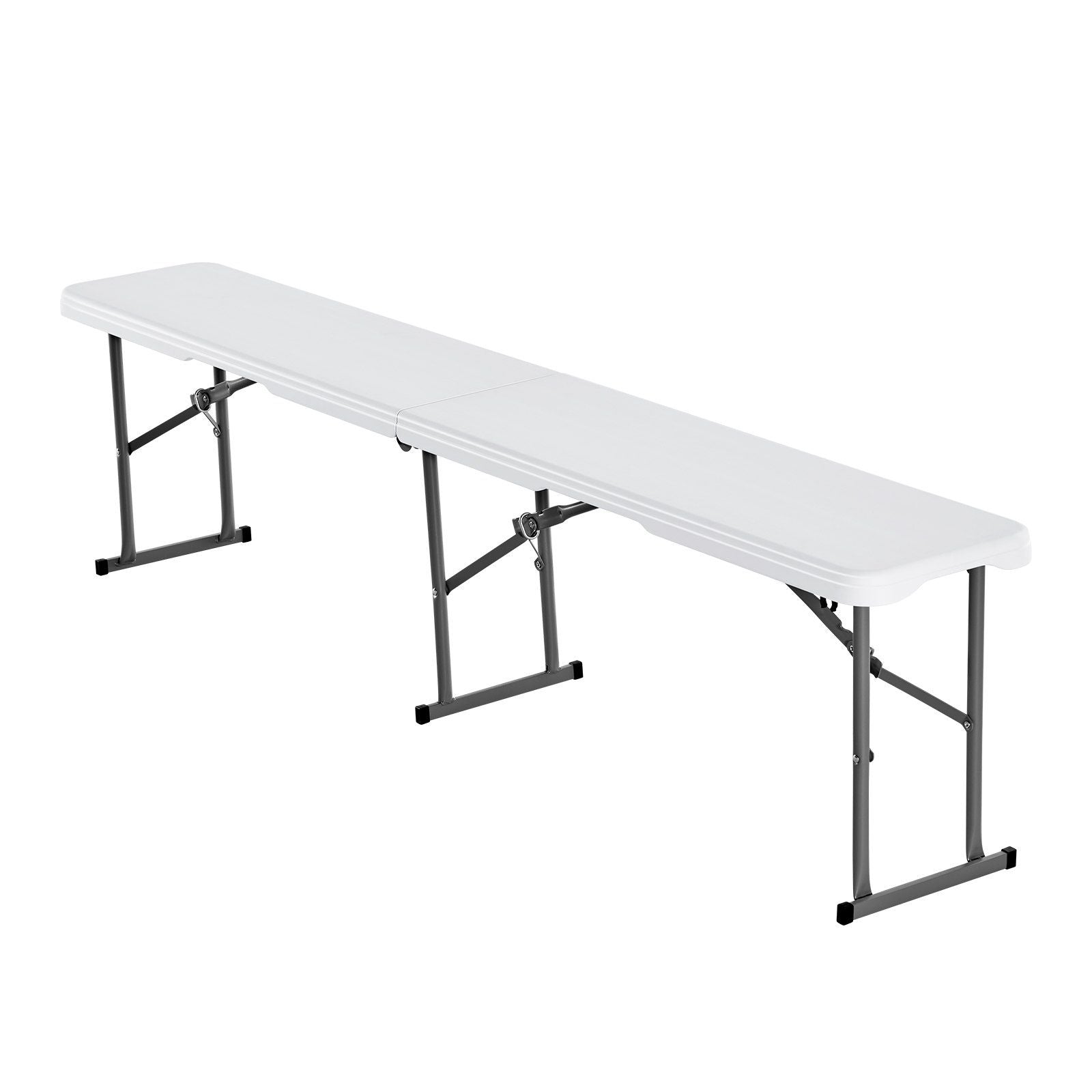 Plastic Folding Bench, 6 ft Portable Bench for Indoor/Outdoor Picnic Party Patio Camping Dining, Foldable Smooth HDPE Seat for Garden Soccer Multipurpose Entertaining Activities, 2 Pack, White