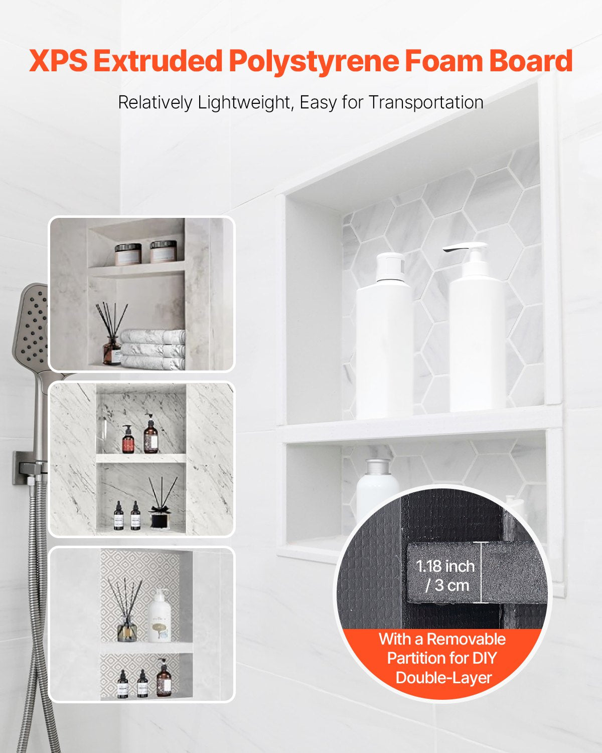 Shower Niche 40.6 x 50.8 x 10.2 cm Recessed Wall Divider Shelf Bathroom