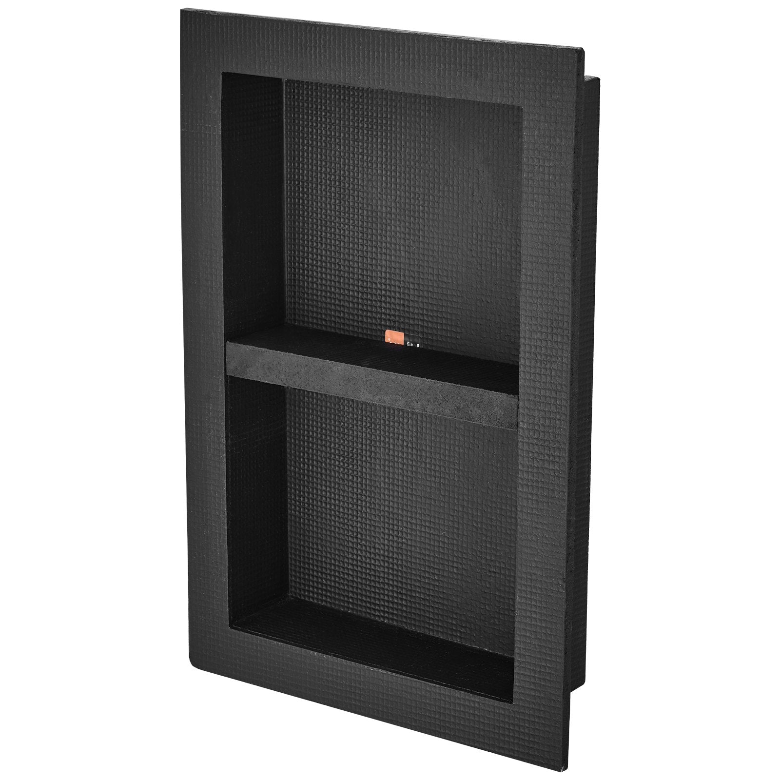 Shower Niche Ready for Tile 40.64 x 60.96 cm, 16 x 24 inch Double Shelf Organizer, Square Corners Wall-inserted Niche Recessed, Sealed Protection Modern Soap Storage Niche for Shower Bathroom, Black