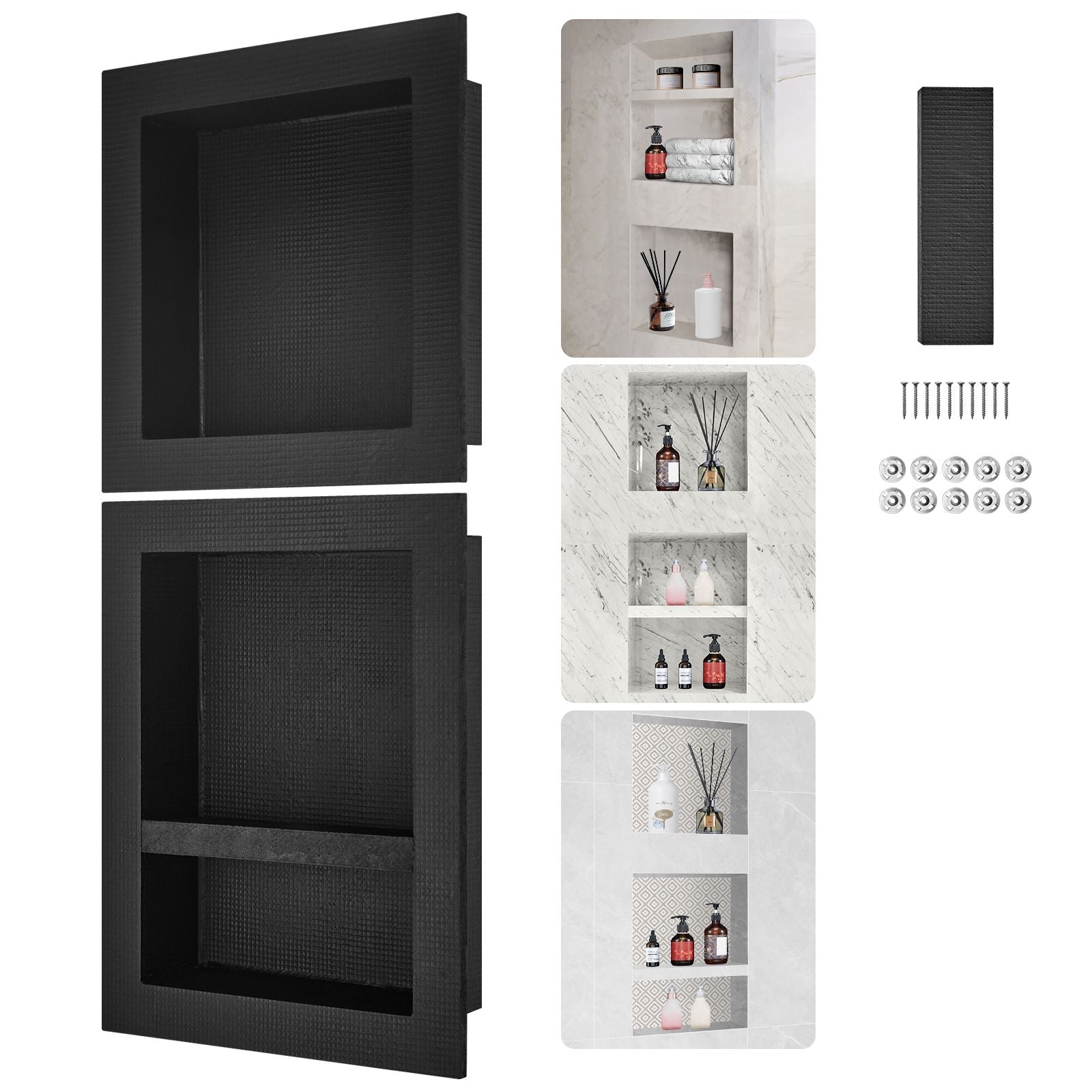 40.64x40.64cm Waterproof Shower Niche Triple Shelf Ready Tile Insert