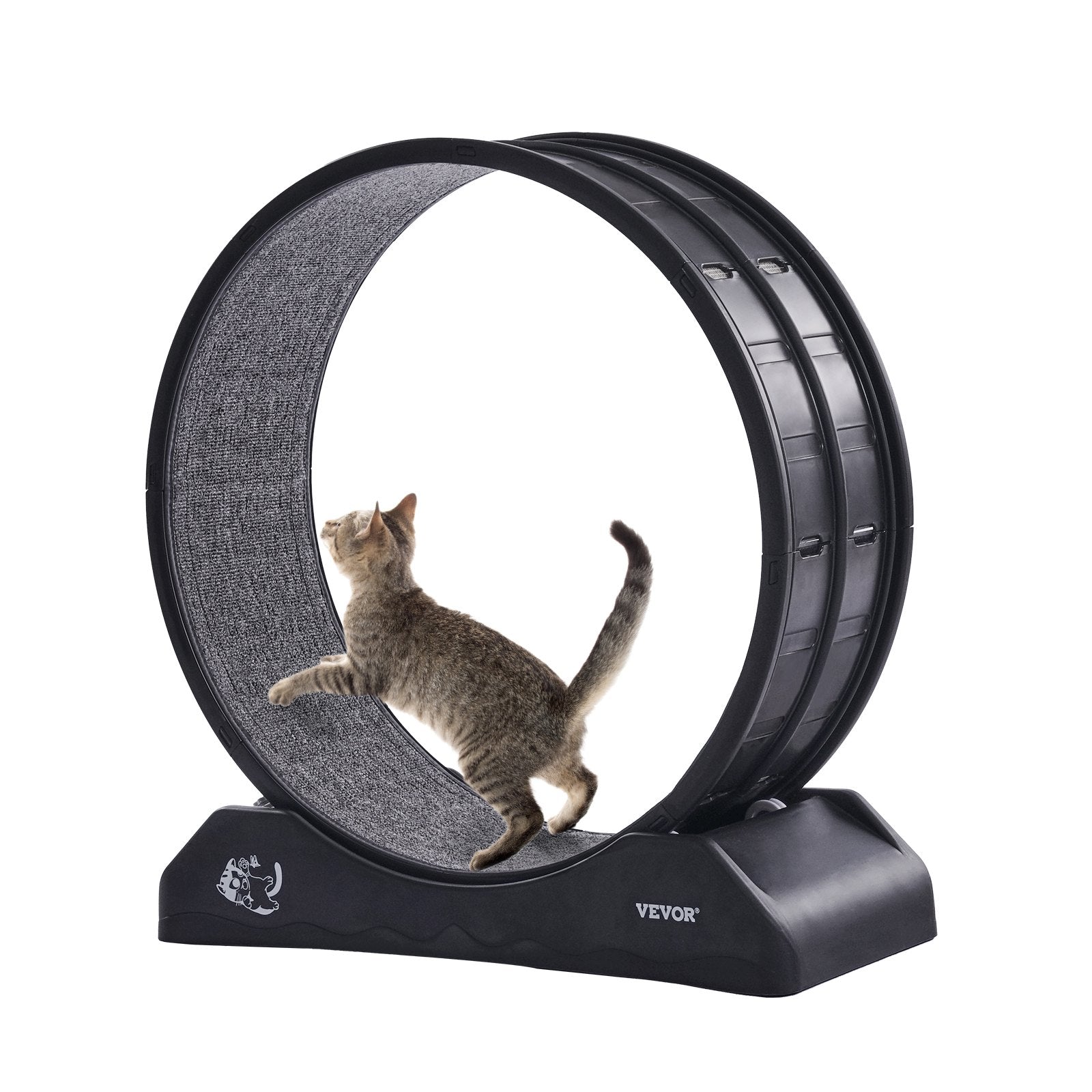 Cat Exercise Wheel, 31.5 in, Large Cat Running Wheel with Secure Brake & Carpeted Runway, Quiet Operation Cat Treadmill, Indoor Cats Exerciser Wheel for Pets Weight Loss & Health Black