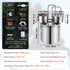 Alcohol Still, 5 Gal / 19 L Stainless Steel Water Alcohol Distiller with Copper Coil for Fast Cooling, Dual Condenser Distiller Kit with Secondary Distillation, for Wine Whisky Brandy, Silver
