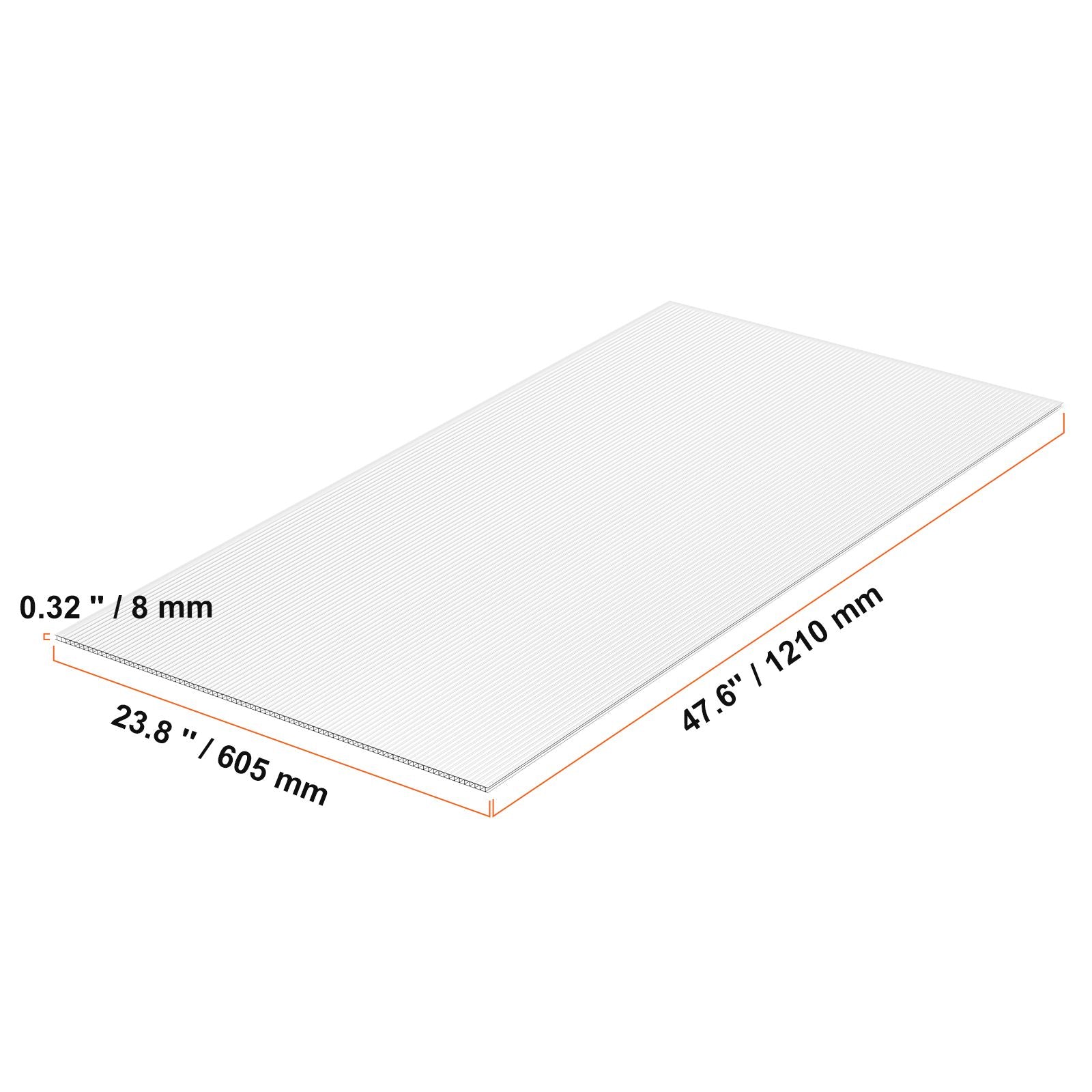 5 Pack Polycarbonate Greenhouse Panels 2' X 4' X 0.32'' Roof Sheets