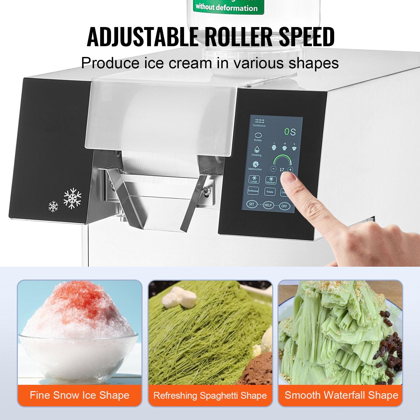 Commercial Snowflake Ice Machine, 397LBS/24H Snowflake Ice Maker, Stainless Steel Ice Shaver Machine, Electric Snow Cone Maker, Liquid Cooling System for Rapid Heat Dissipation, Ice Cream