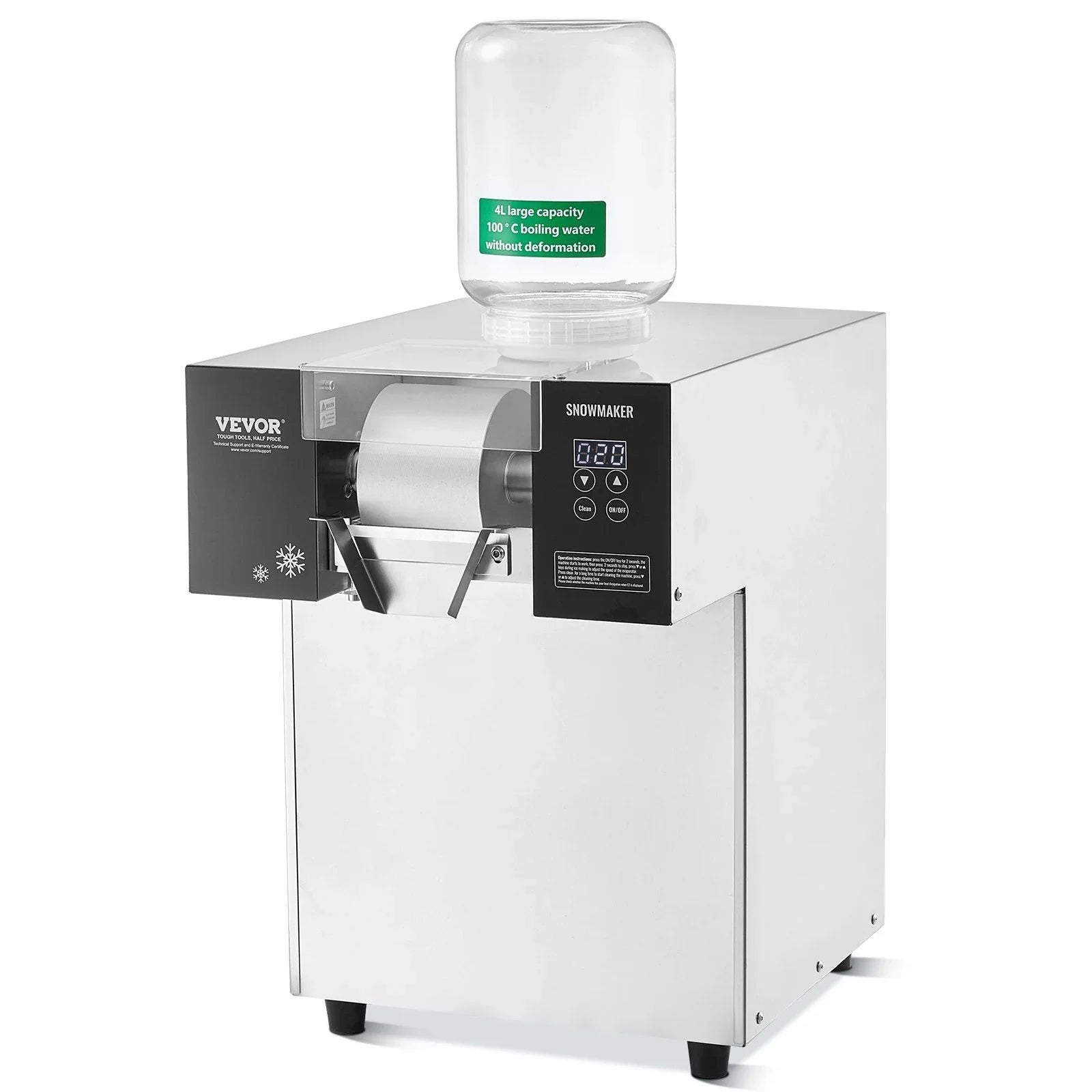 Commercial Snowflake Ice Machine, 385LBS/24H Snowflake Ice Maker, Stainless Steel Ice Shaver Machine, Electric Snow Cone Maker, Liquid Cooling System for Rapid Heat Dissipation, Ice Cream