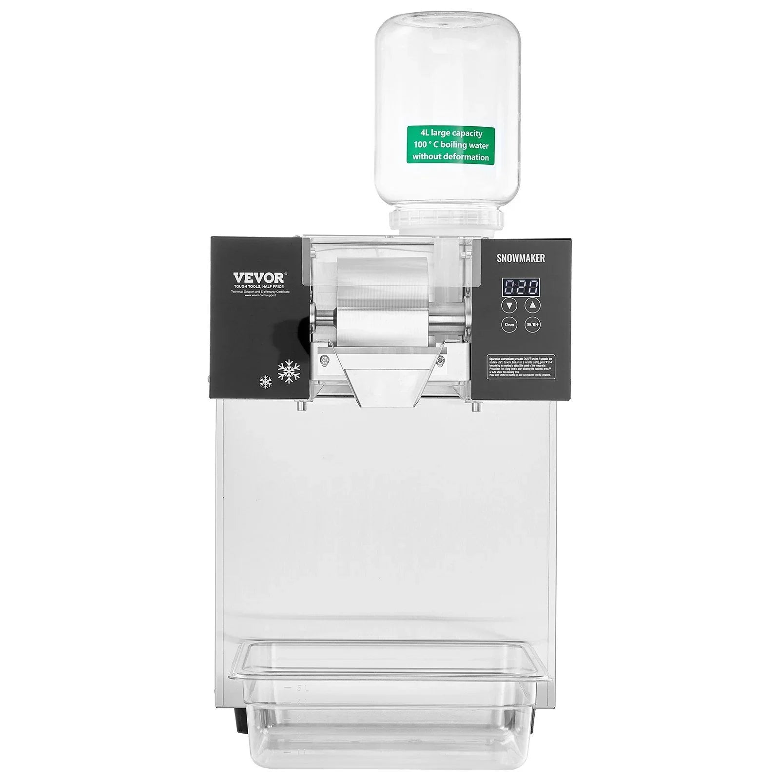 Commercial Snowflake Ice Machine, 385LBS/24H Snowflake Ice Maker, Stainless Steel Ice Shaver Machine, Electric Snow Cone Maker, Liquid Cooling System for Rapid Heat Dissipation, Ice Cream