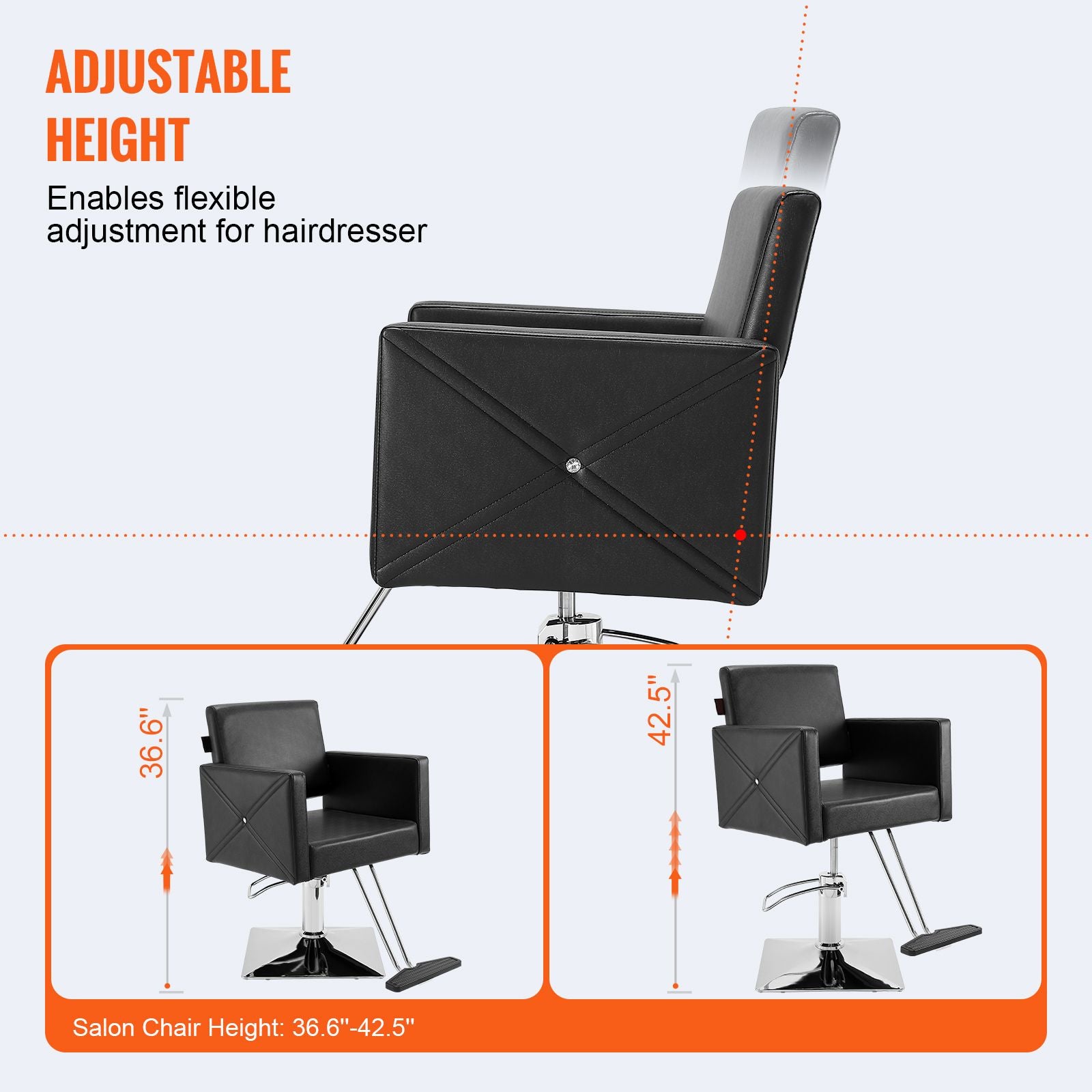 Salon Chair, Barber Chair for Hair Stylist, Styling Chair with Heavy Duty Hydraulic Pump, Swivel Hair Salon Chair with Footrest for Beauty Spa Shampoo, Max Load Weight 330 lbs, Black