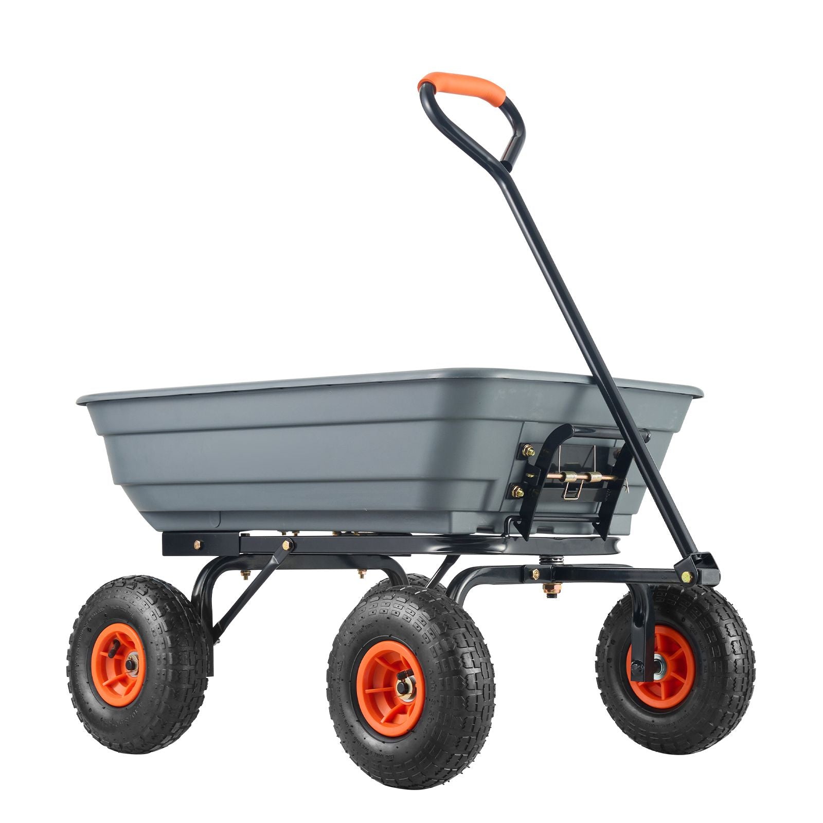 Dump Cart, Poly Garden Dump Cart with Easy to Assemble Steel Frame, Dump Wagon with 2-in-1 Convertible Handle, Utility Wheelbarrow 272kg/ 600lbs Capacity, 25.5cm/ 10 inch Tires