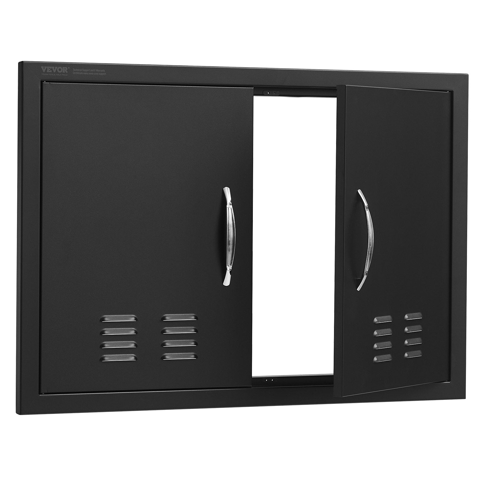 BBQ Access Door,762 x533 mm Double Outdoor Kitchen Door, Cold Plate Flush Mount Door, Wall Vertical Door with Handles and Ventss, for BBQ Island, Grilling Station, Outside Cabinet