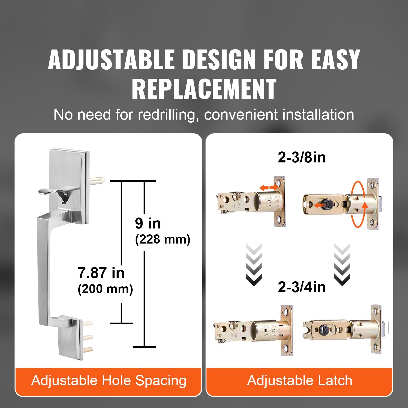 Double Front Door Handle Set Satin Nickel Square Lever Lock with Dummy