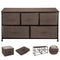 Dresser Storage Tower with 5 Fabric Drawer Steel Frame Storage Cabinet Bin Storage Organizer Unit Fabric Cube Dresser Chest Cabinet Coffee Wide (Coffee/Wide)