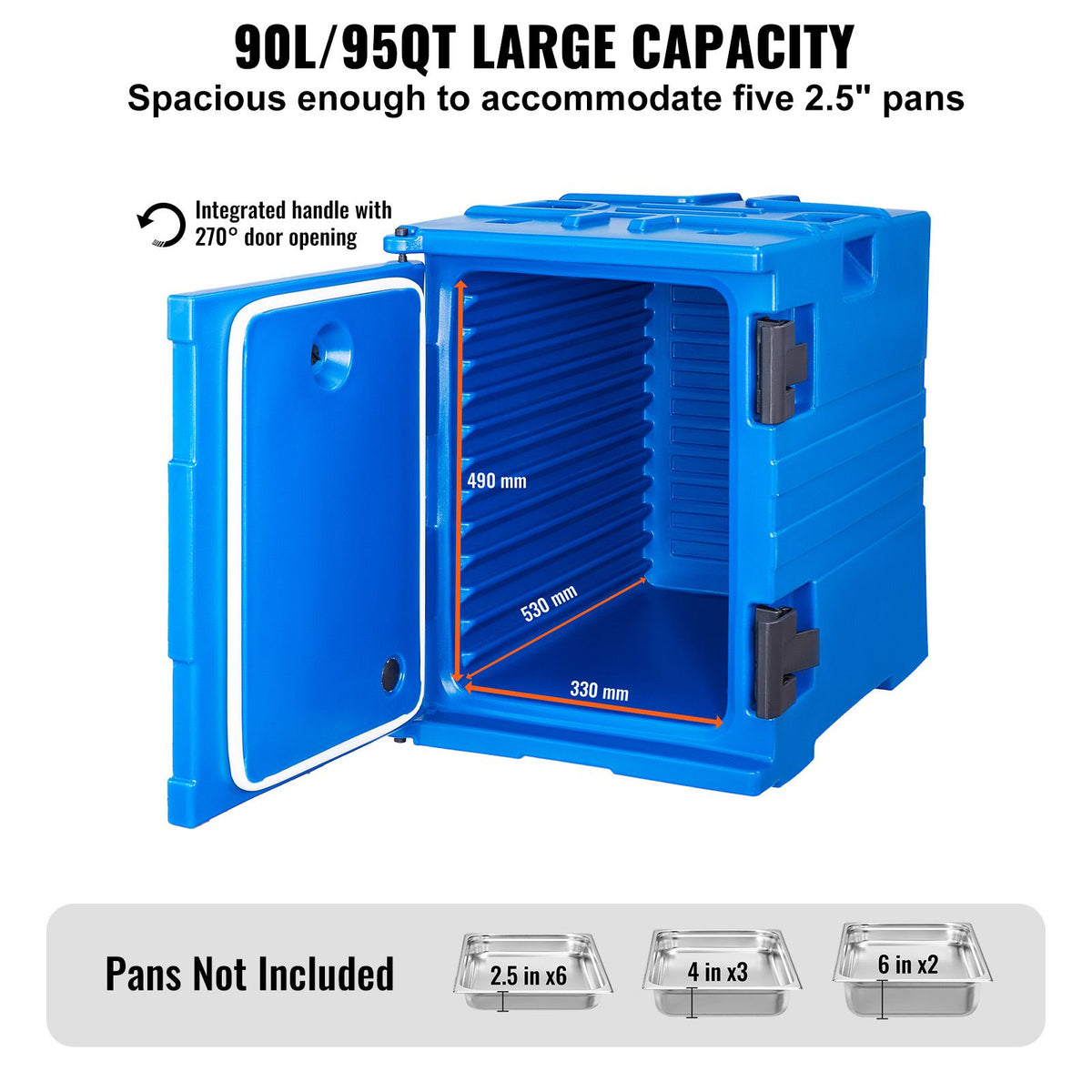 90L Insulated Food Pan Carrier Hot Box 6-Pan Catering Food Warmer Stackable