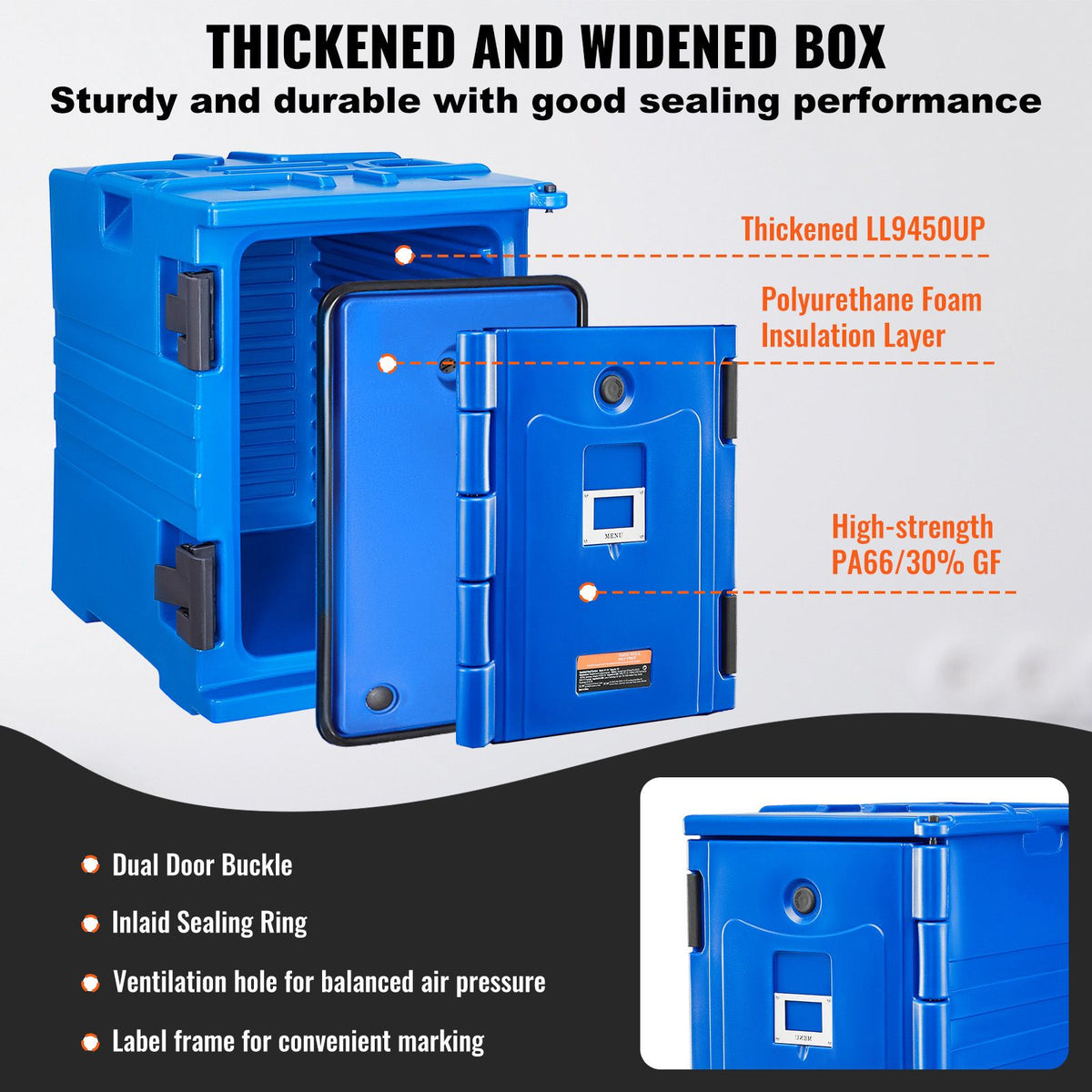 90L Insulated Food Pan Carrier Hot Box 6-Pan Catering Food Warmer Stackable