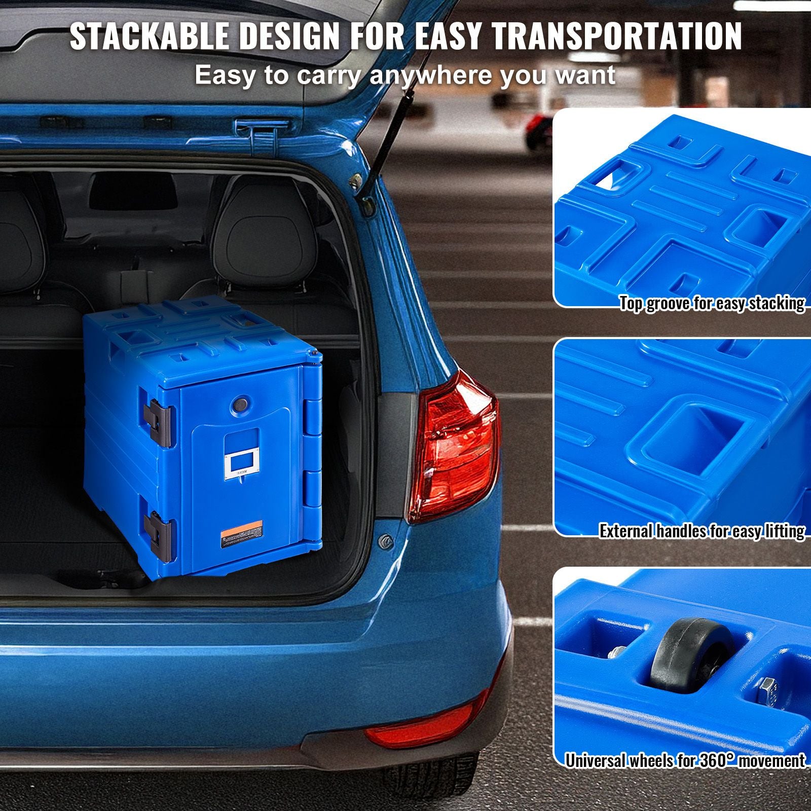90L Insulated Food Pan Carrier Hot Box 6-Pan Catering Food Warmer Stackable