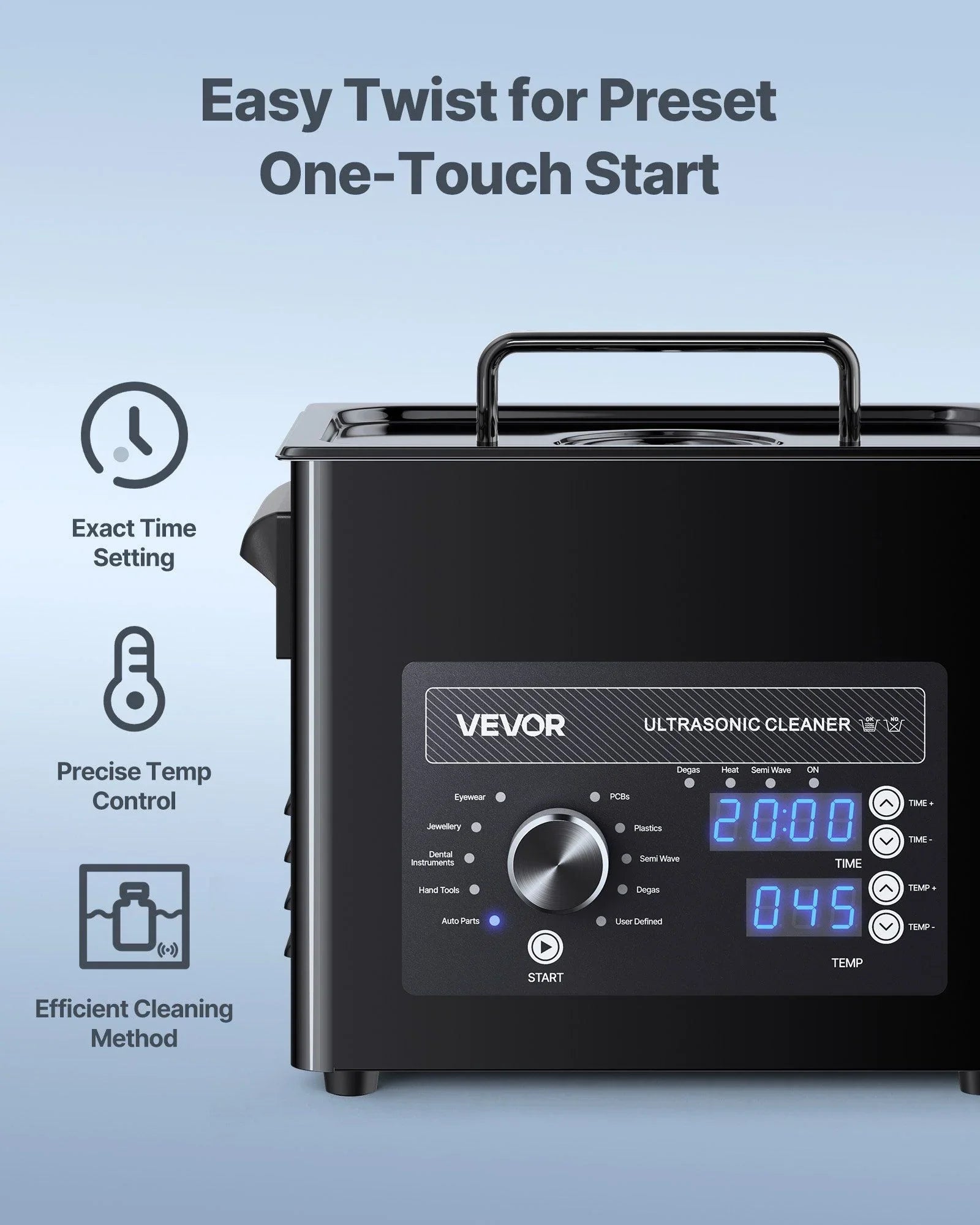 3L Ultrasonic Cleaner, Professional Ultrasonic Cleaner Machine with Knob Control, Stainless Steel Cleaning Machine with Basket and Cleaning Ball, for Watches, Razors, Jewelry, Coins and More