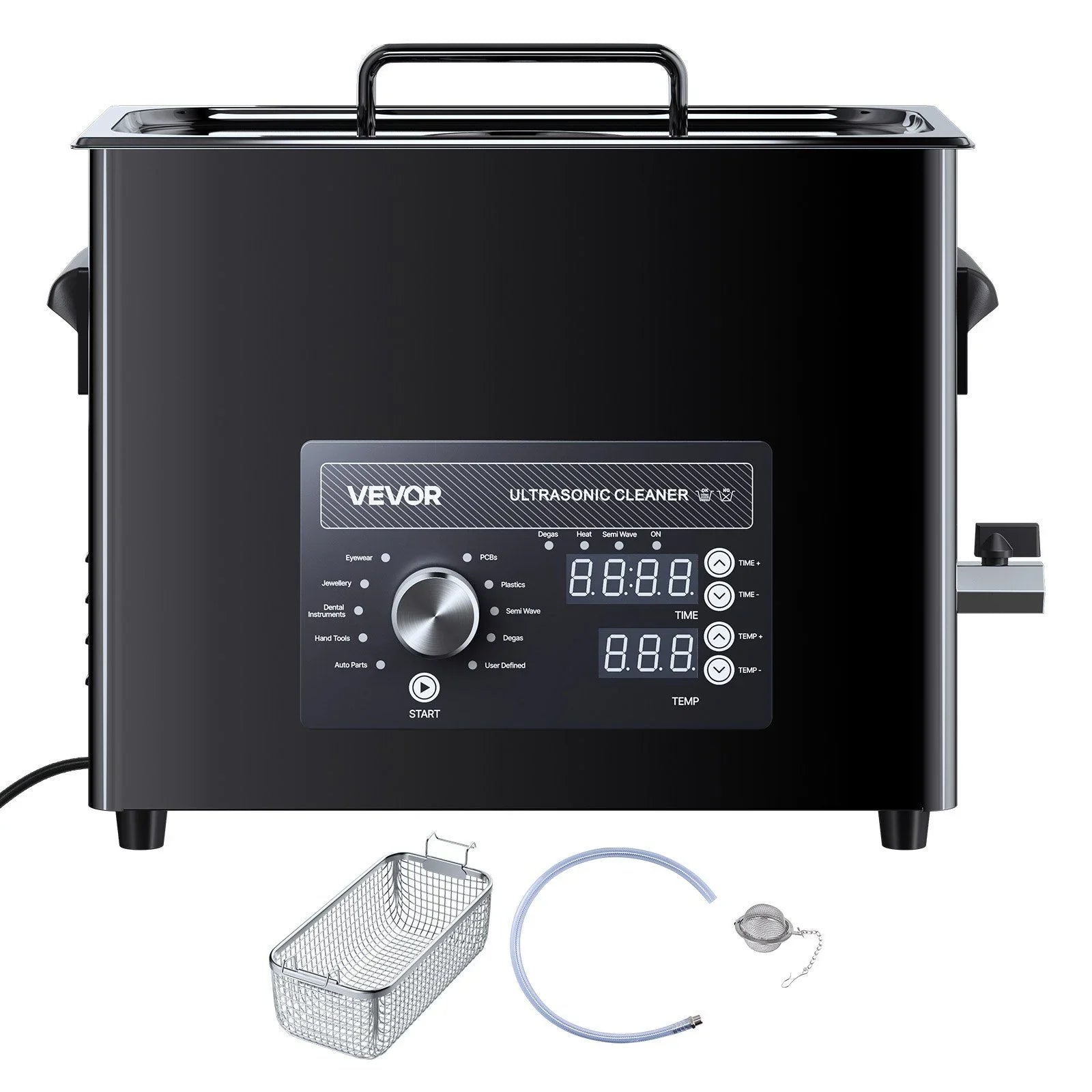 6L Ultrasonic Cleaner, Professional Ultrasonic Cleaner Machine with Knob Control, Stainless Steel Cleaning Machine with Basket and Cleaning Ball, for Watches, Razors, Jewelry, Coins and More